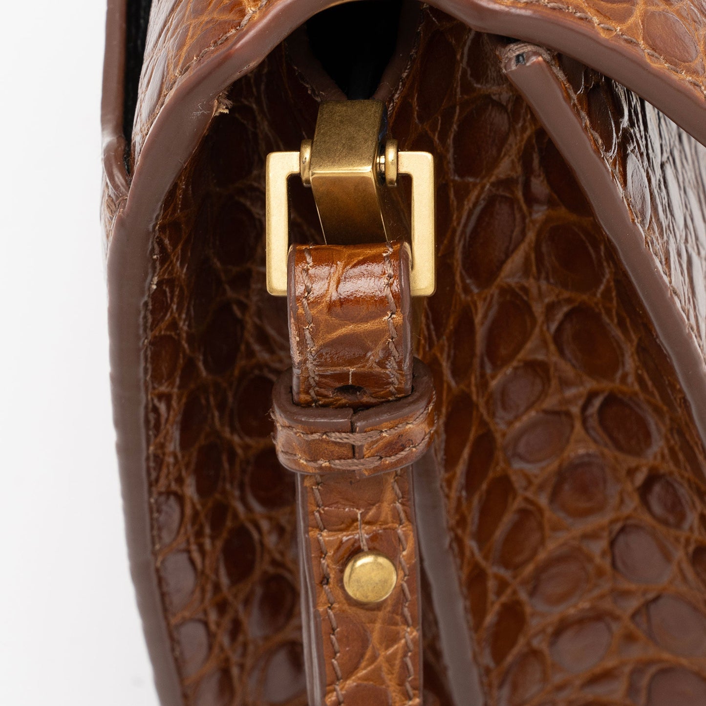 Saint Laurent Croc Embossed Leather Monogram Cassandra Mini Top Handle X87CZK