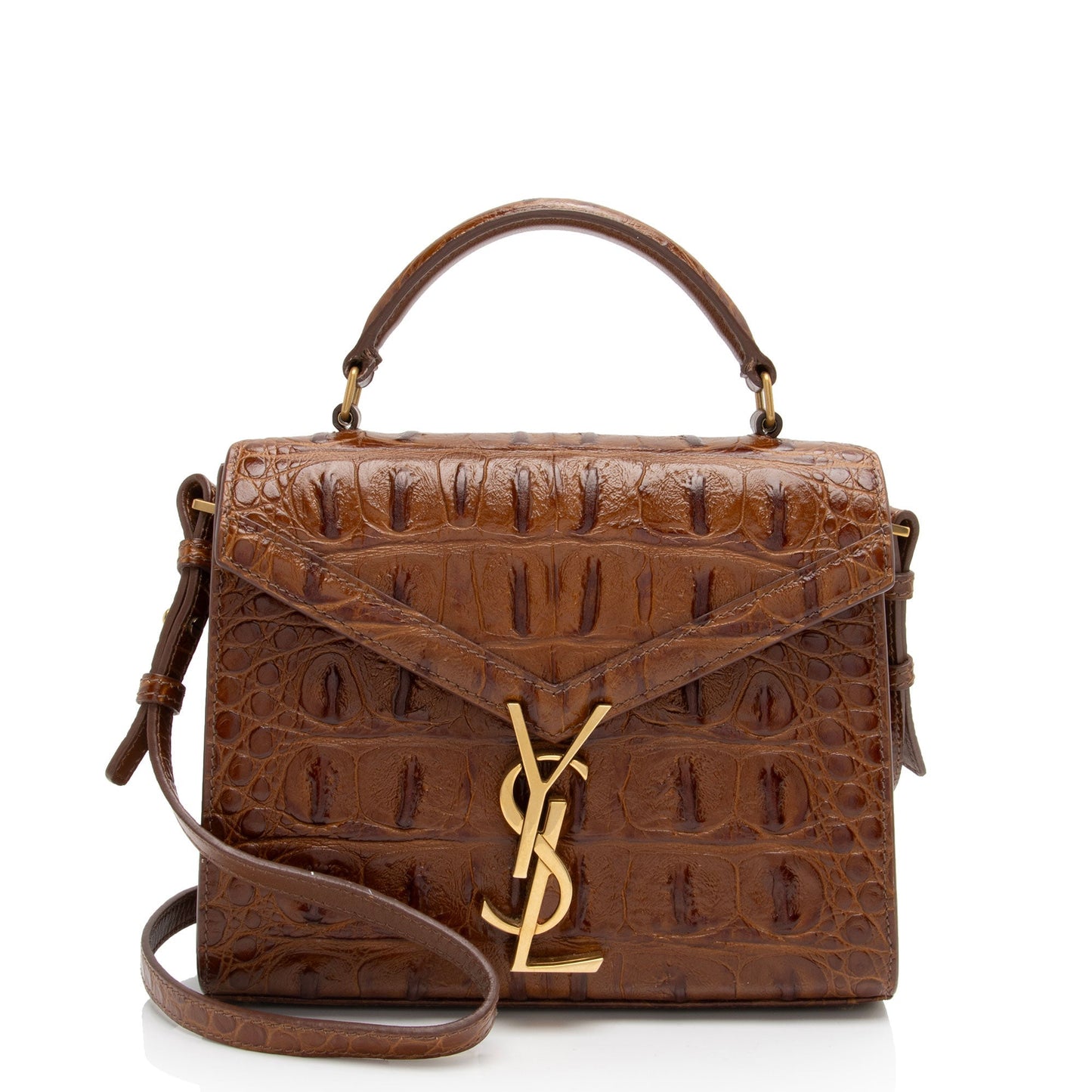 Saint Laurent Croc Embossed Leather Monogram Cassandra Mini Top Handle X87CZK