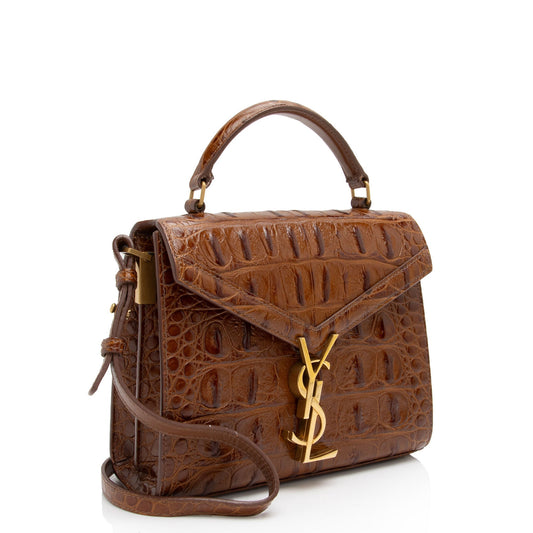 Saint Laurent Croc Embossed Leather Monogram Cassandra Mini Top Handle X87CZK