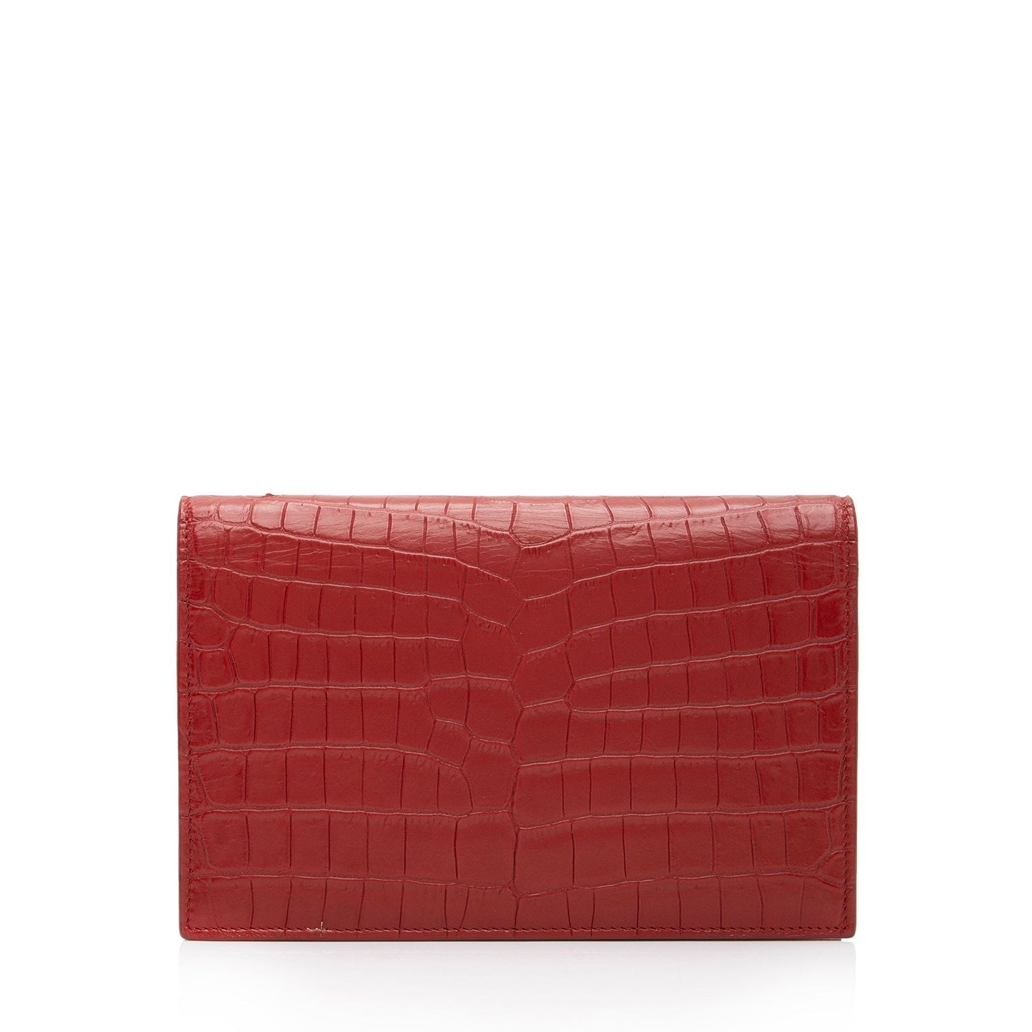 Saint Laurent Croc Embossed Leather Monogram Kate Tassel Chain Wallet AKAj5y