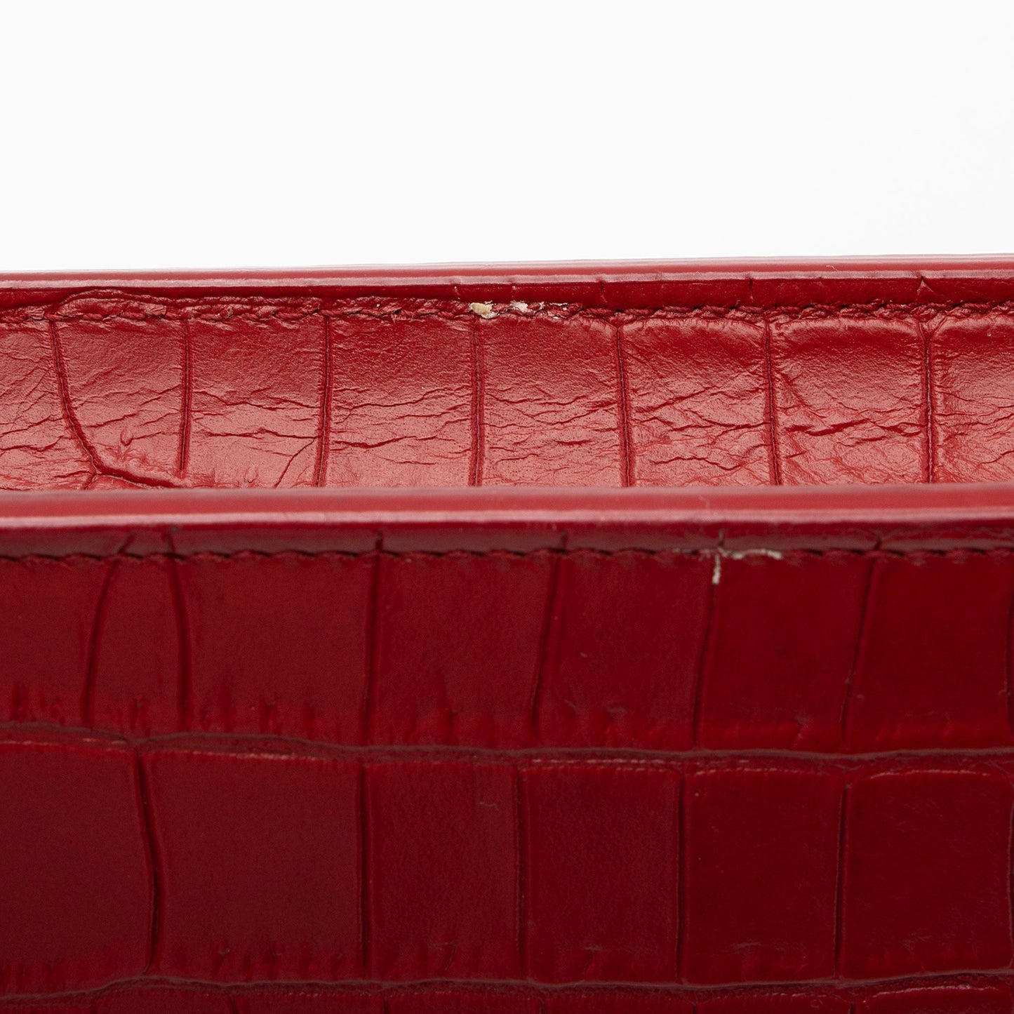 Saint Laurent Croc Embossed Leather Monogram Kate Tassel Chain Wallet AKAj5y
