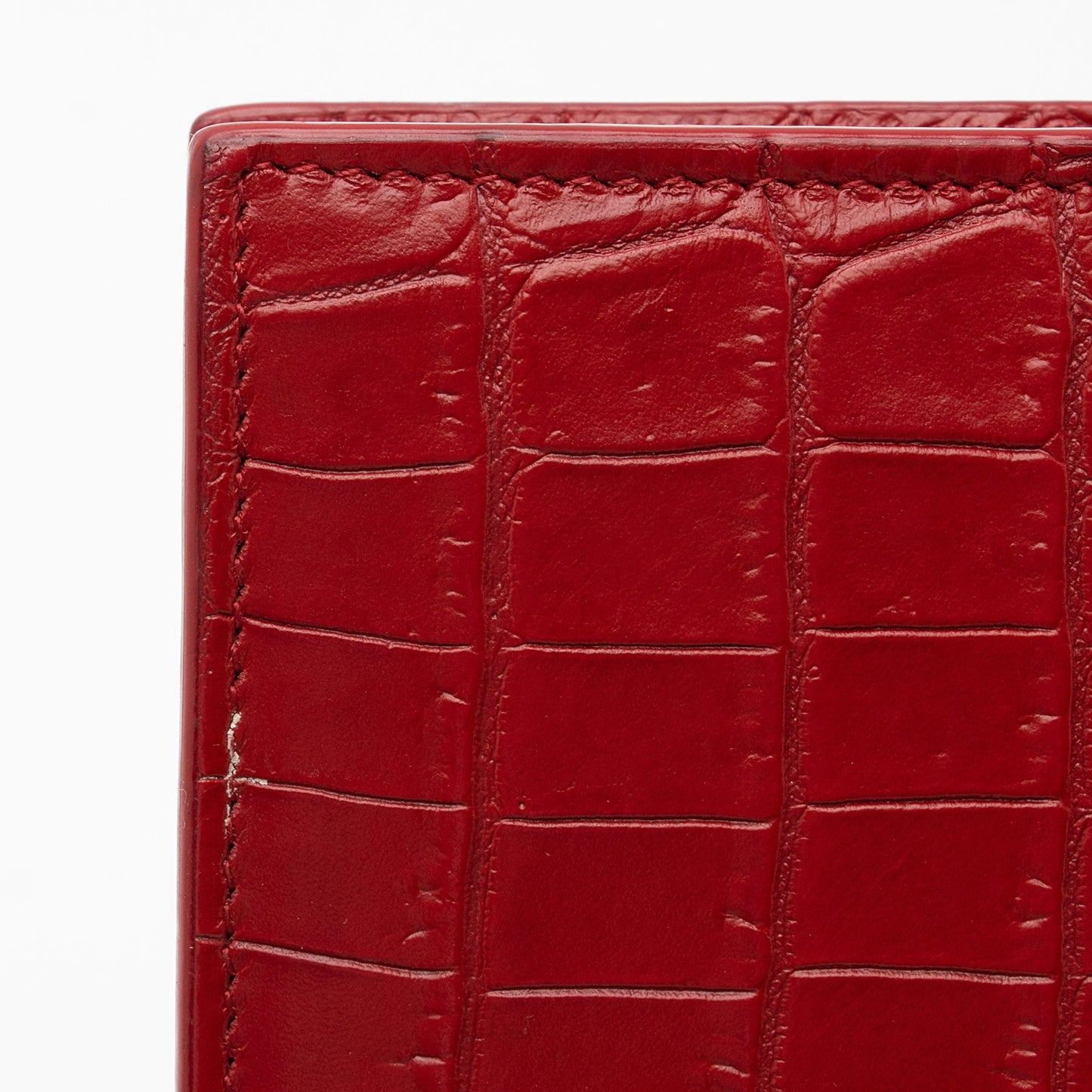 Saint Laurent Croc Embossed Leather Monogram Kate Tassel Chain Wallet AKAj5y
