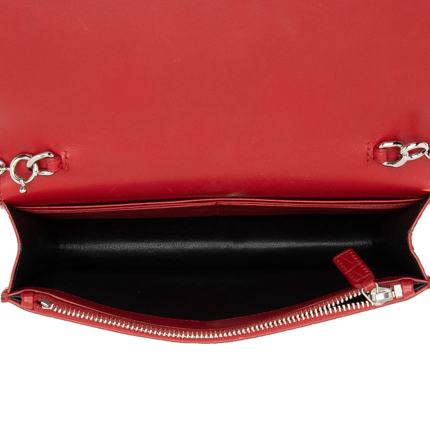 Saint Laurent Croc Embossed Leather Monogram Kate Tassel Chain Wallet AKAj5y