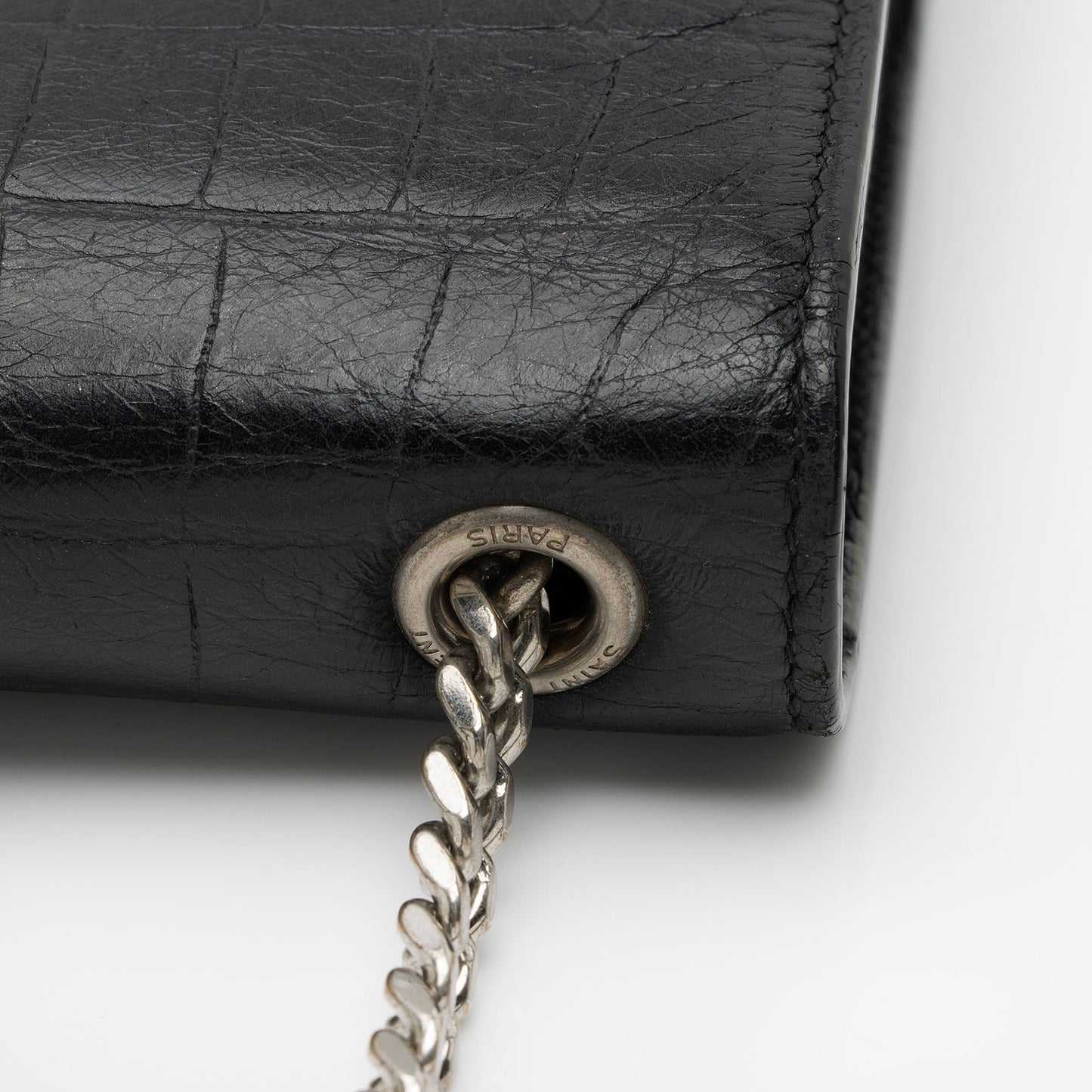 Saint Laurent Croc Embossed Leather Monogram Kate Tassel Medium Shoulder Bag a5zPJw