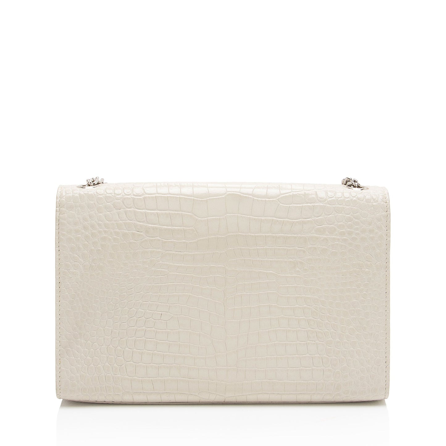 Saint Laurent Croc Embossed Leather Monogram Kate Tassel Medium Shoulder Bag 38szZN