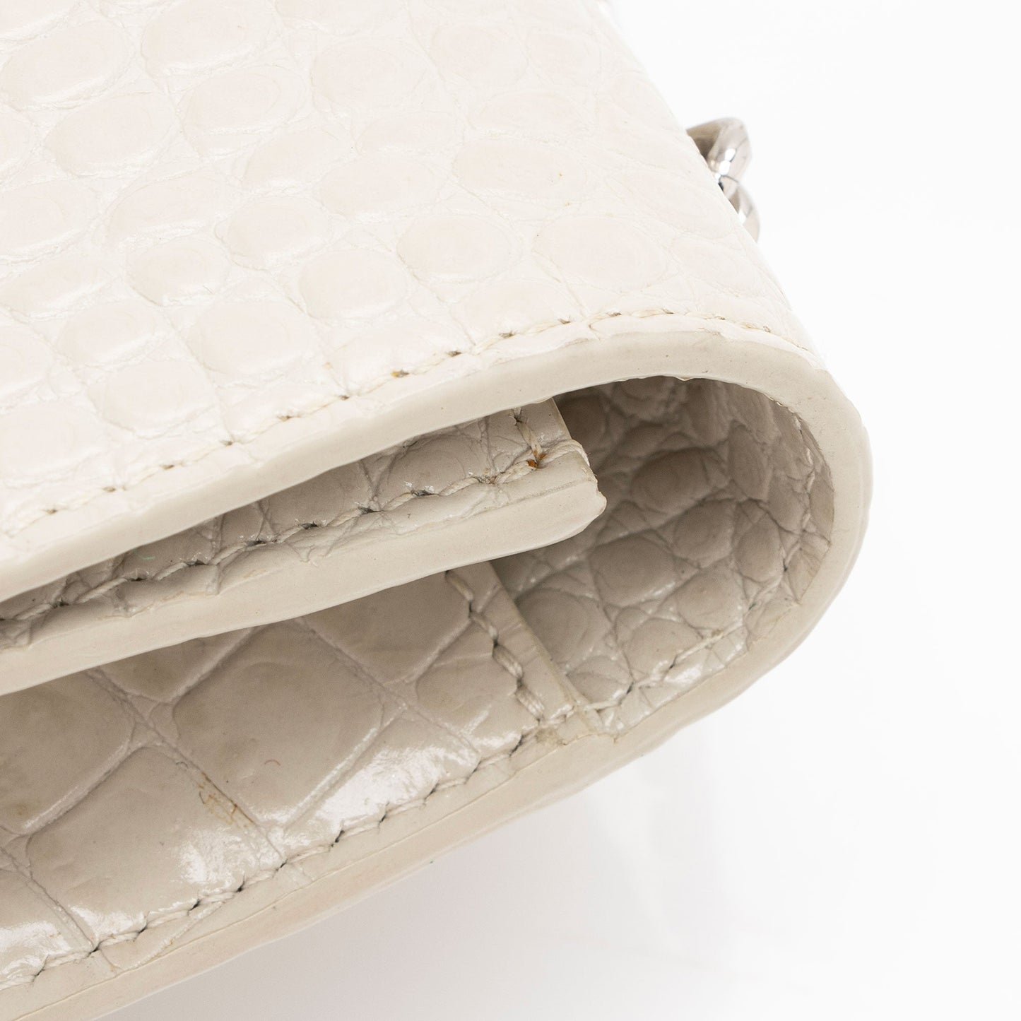 Saint Laurent Croc Embossed Leather Monogram Kate Tassel Medium Shoulder Bag 38szZN
