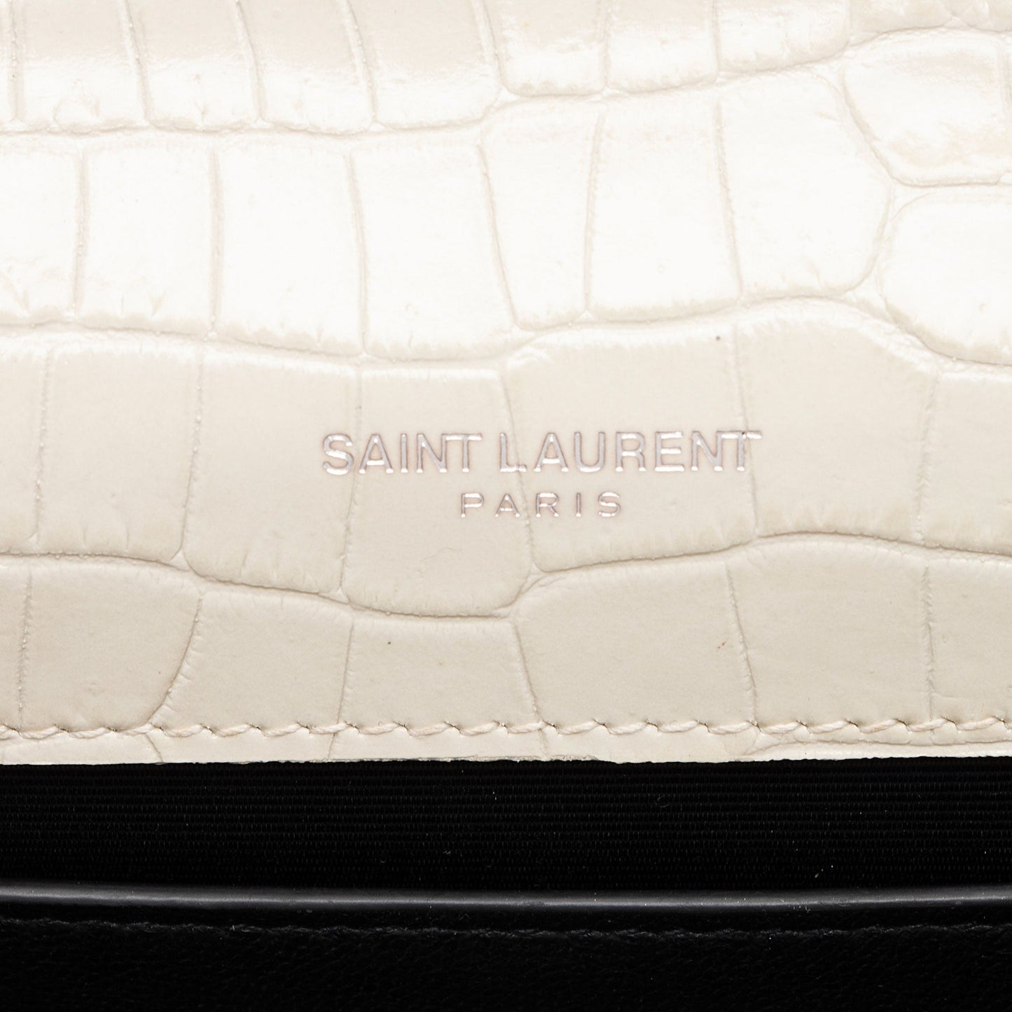 Saint Laurent Croc Embossed Leather Monogram Kate Tassel Medium Shoulder Bag 38szZN