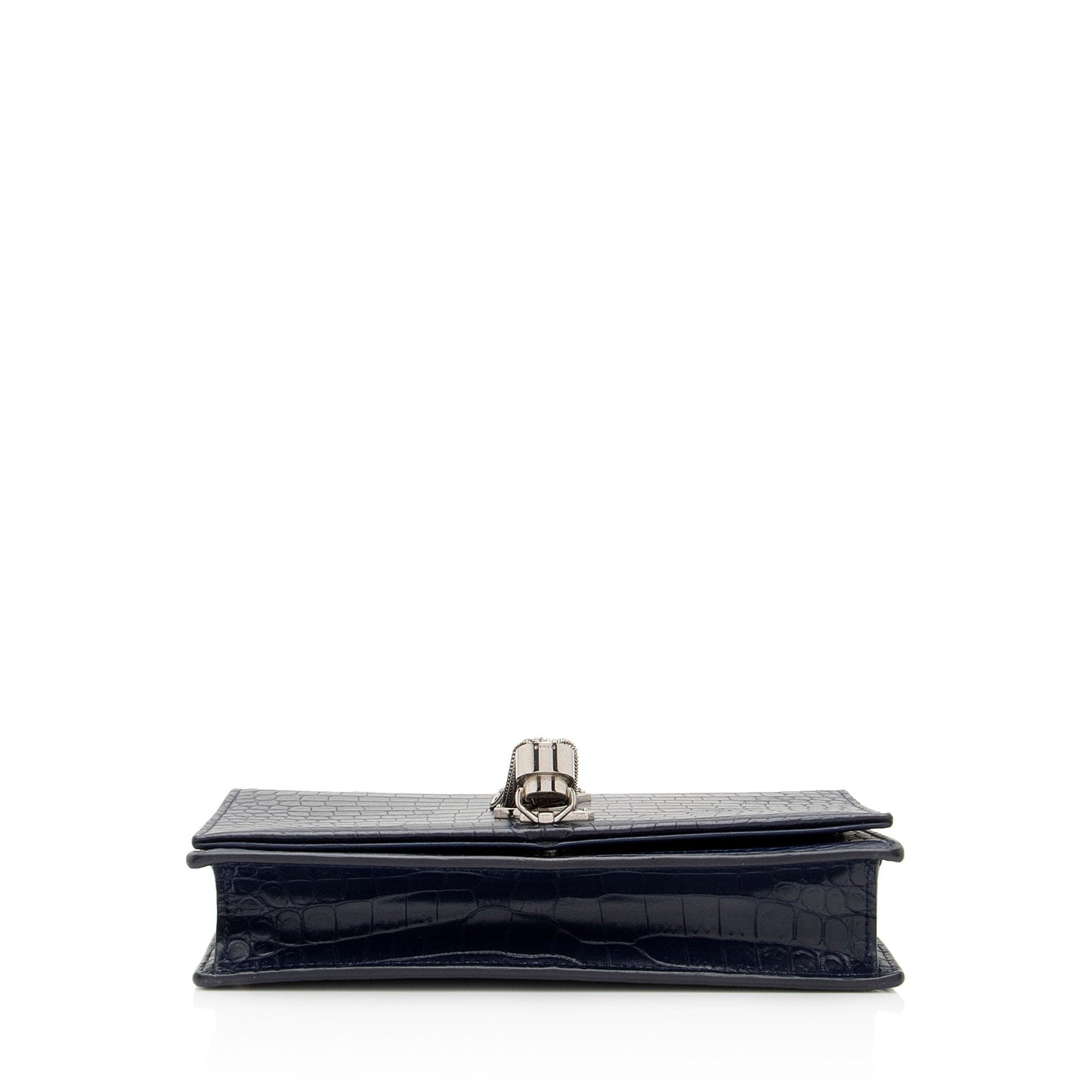 Saint Laurent Croc Embossed Leather Monogram Kate Tassel Small Shoulder Bag lTeWCR