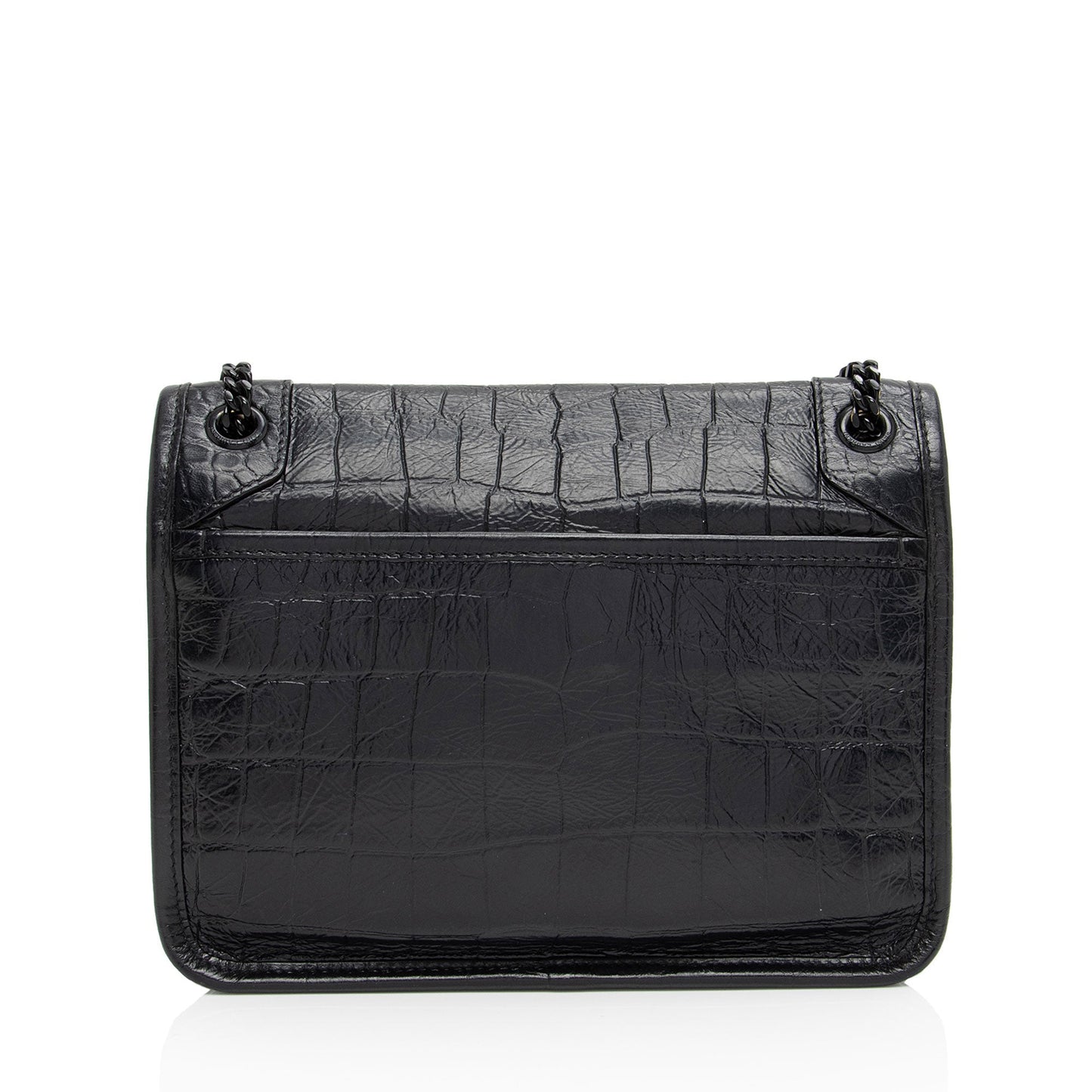 Saint Laurent Croc Embossed Leather Monogram Niki Baby Shoulder Bag NVfs5q