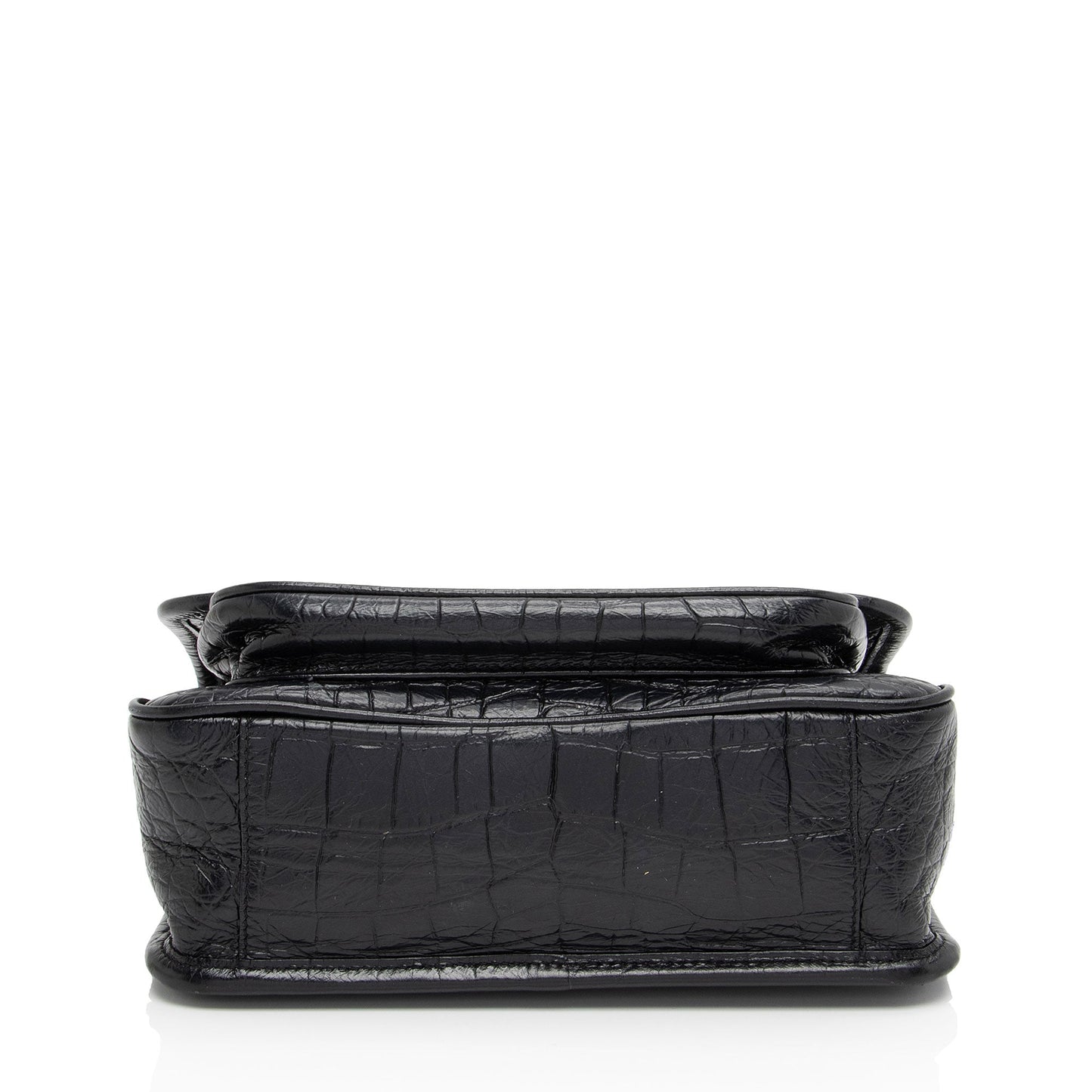 Saint Laurent Croc Embossed Leather Monogram Niki Baby Shoulder Bag NVfs5q
