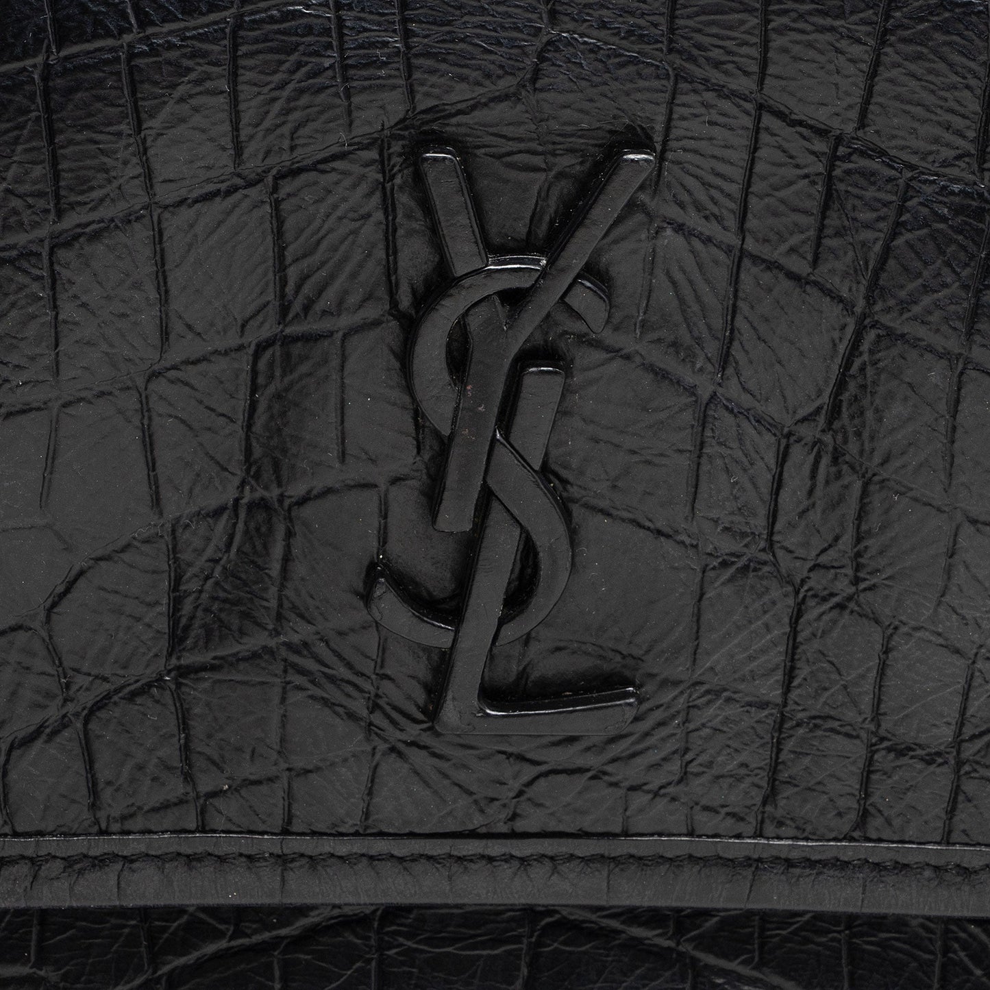 Saint Laurent Croc Embossed Leather Monogram Niki Baby Shoulder Bag NVfs5q