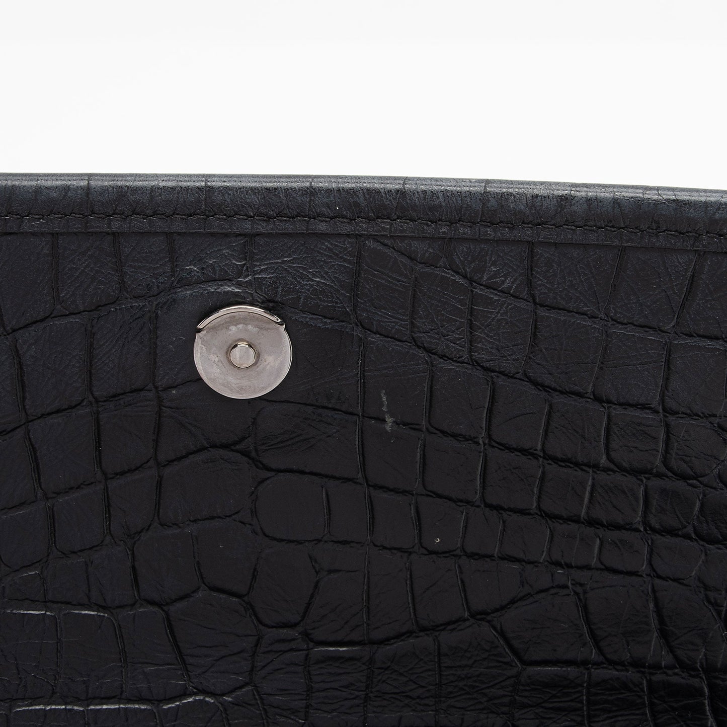 Saint Laurent Croc Embossed Leather Monogram Niki Baby Shoulder Bag NVfs5q