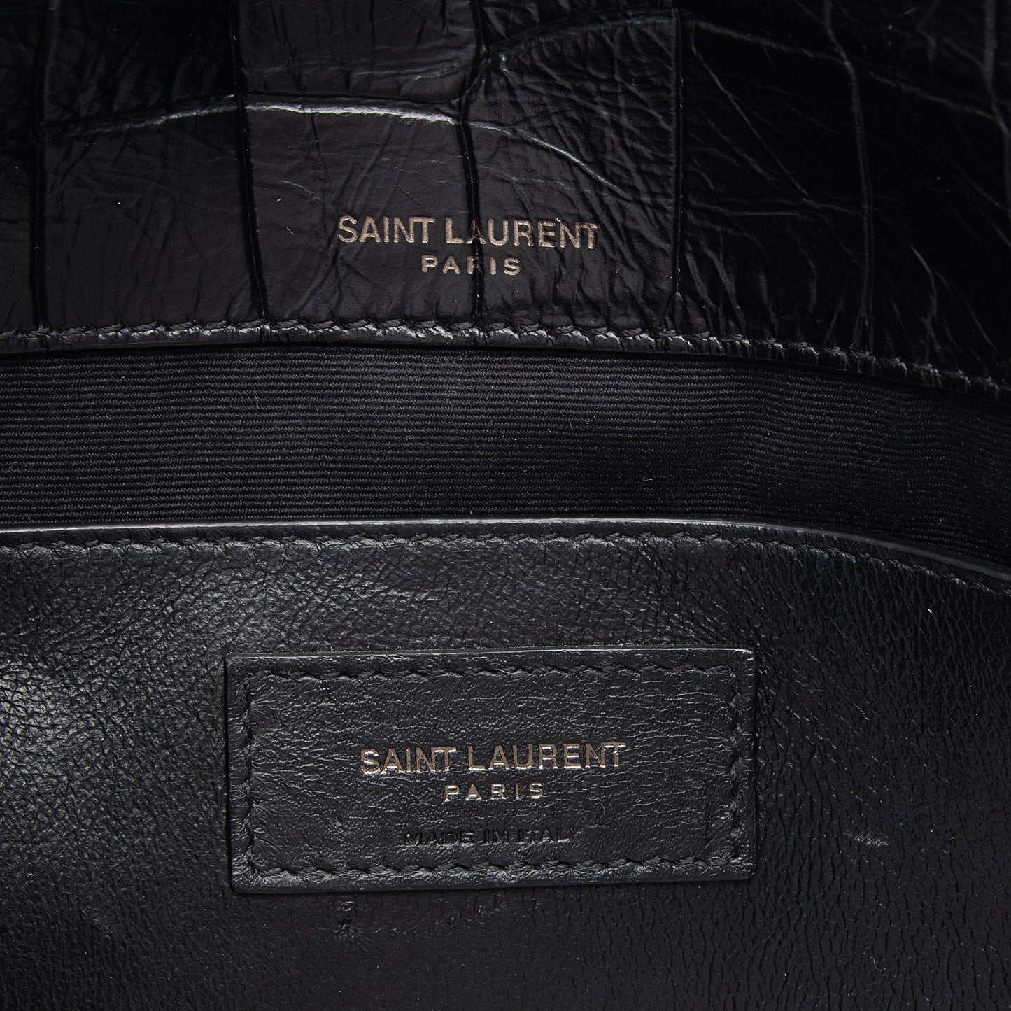 Saint Laurent Croc Embossed Leather Monogram Niki Baby Shoulder Bag NVfs5q