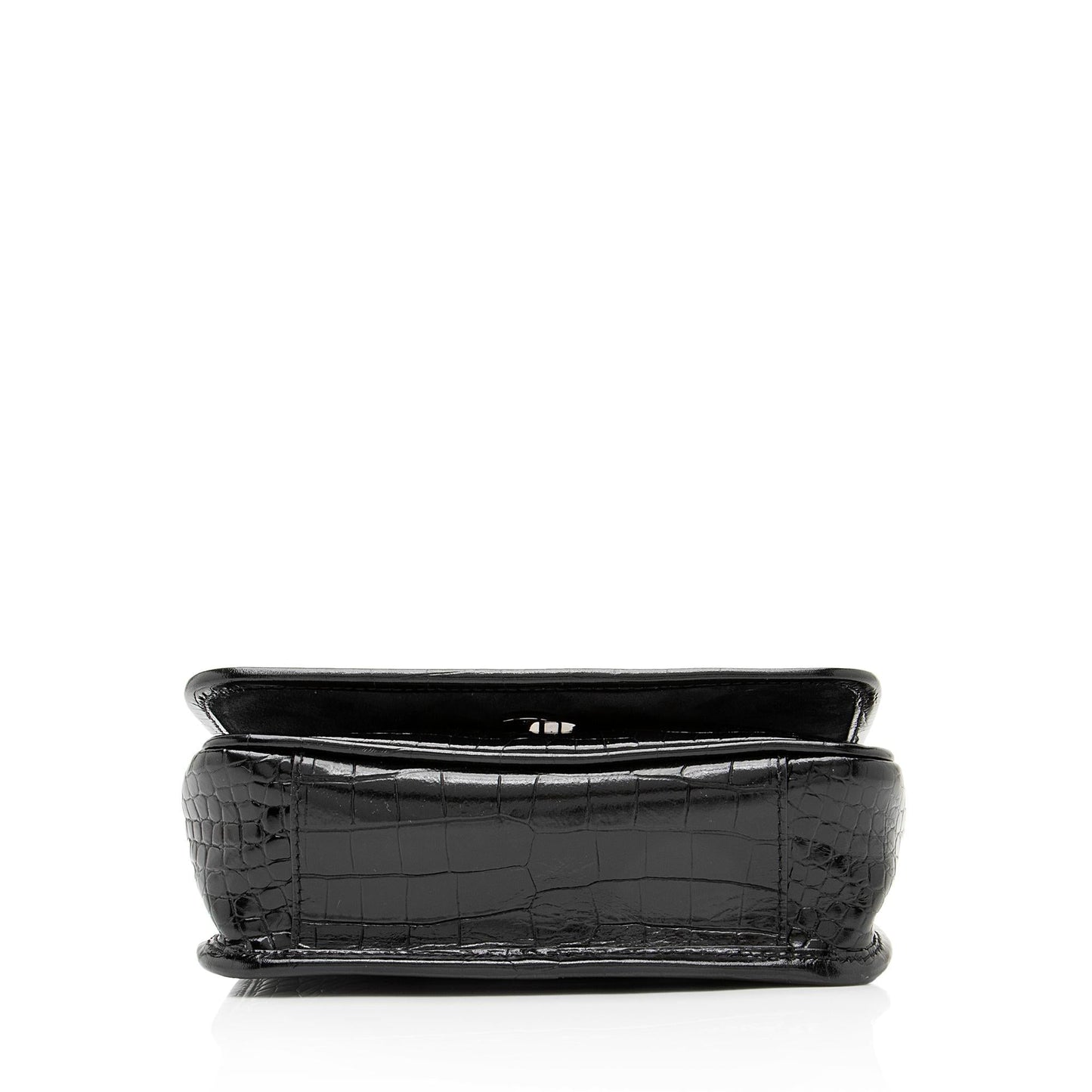 Saint Laurent Croc Embossed Leather Monogram Niki Chain Wallet 23549