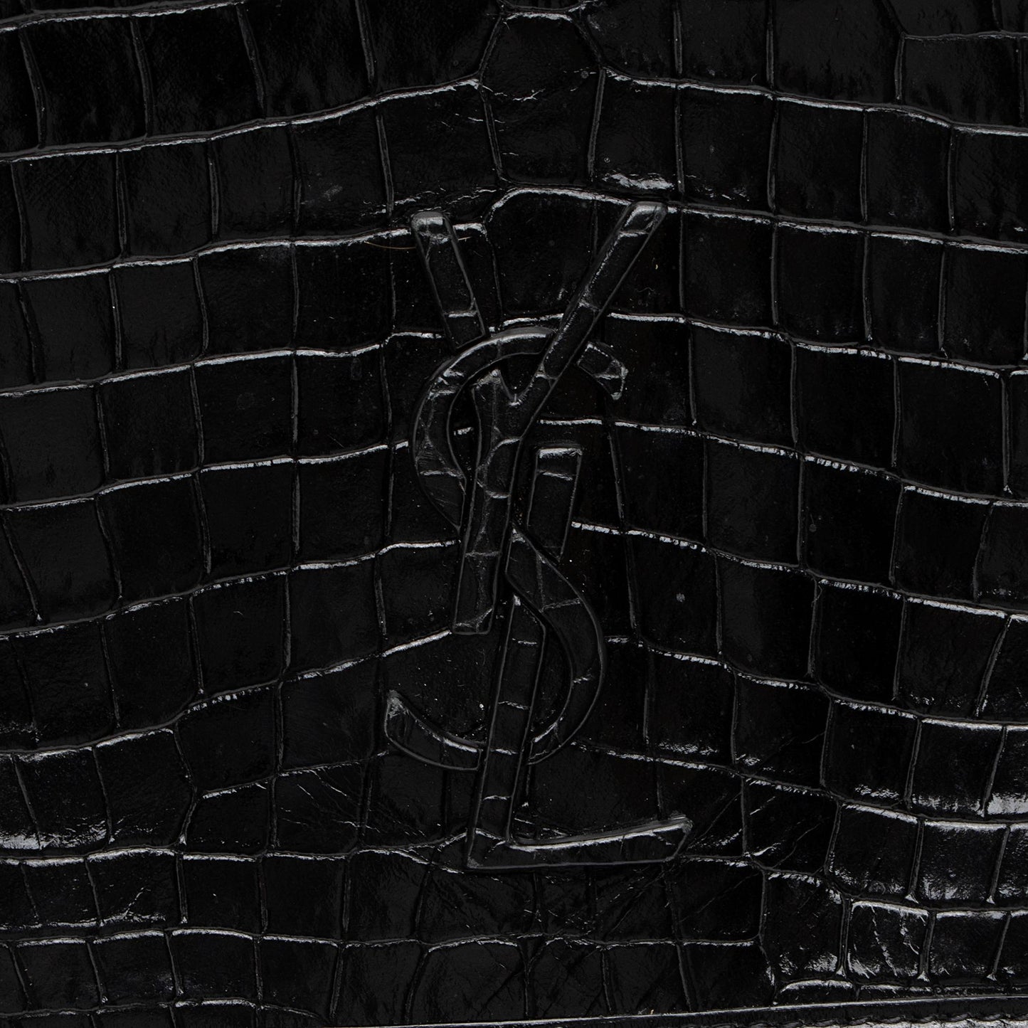 Saint Laurent Croc Embossed Leather Monogram Niki Chain Wallet 23549
