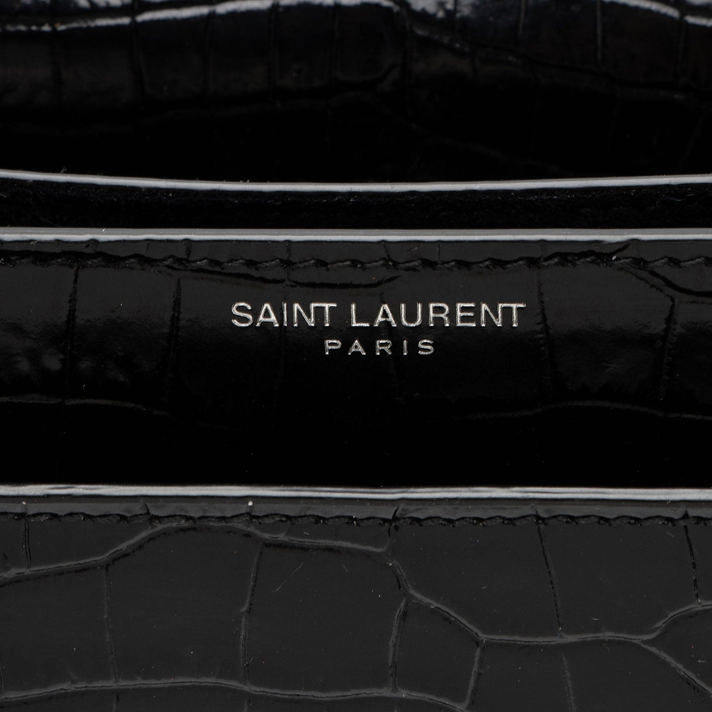 Saint Laurent Croc Embossed Leather Monogram Sunset Medium Shoulder Bag LCdXkt