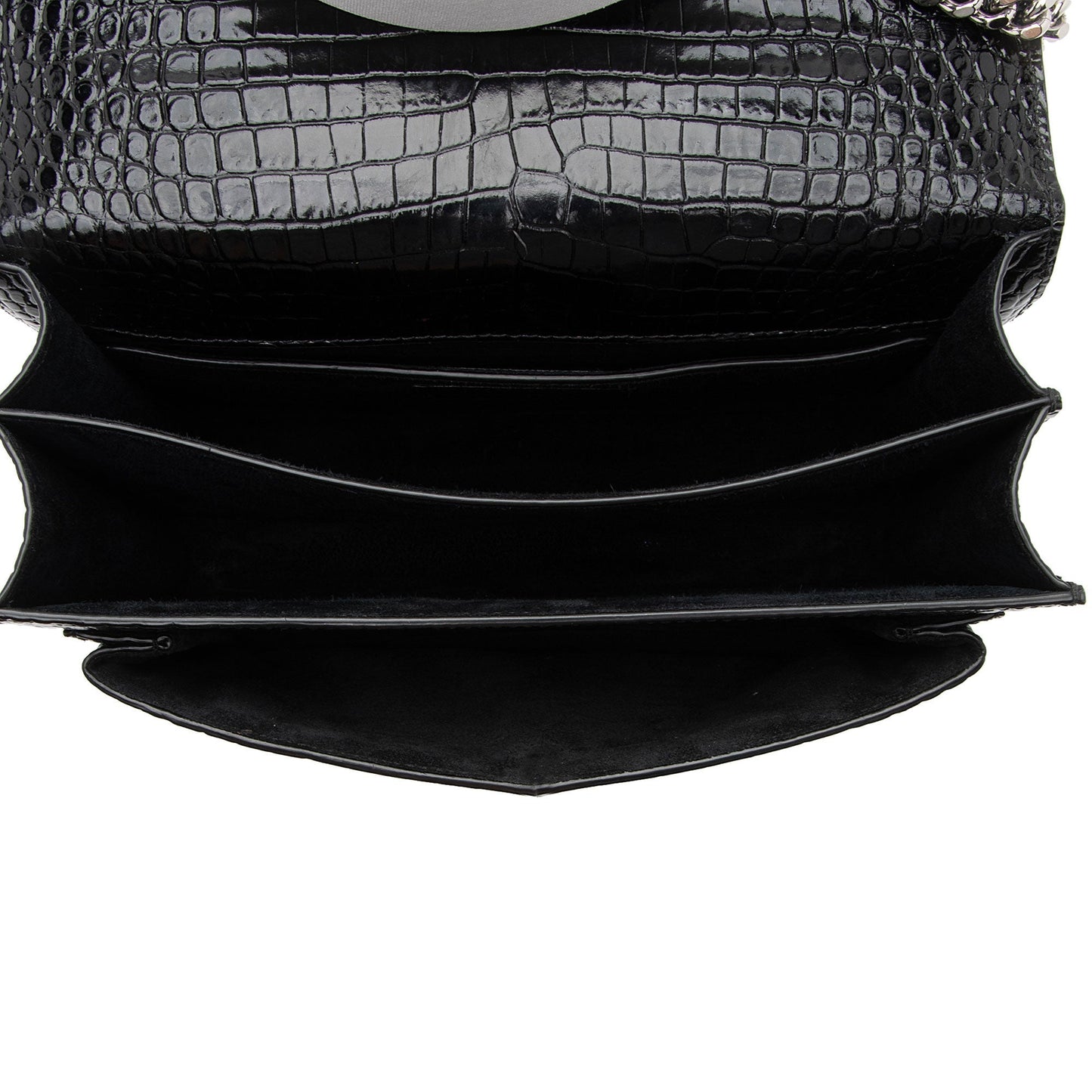 Saint Laurent Croc Embossed Leather Monogram Sunset Medium Shoulder Bag LCdXkt