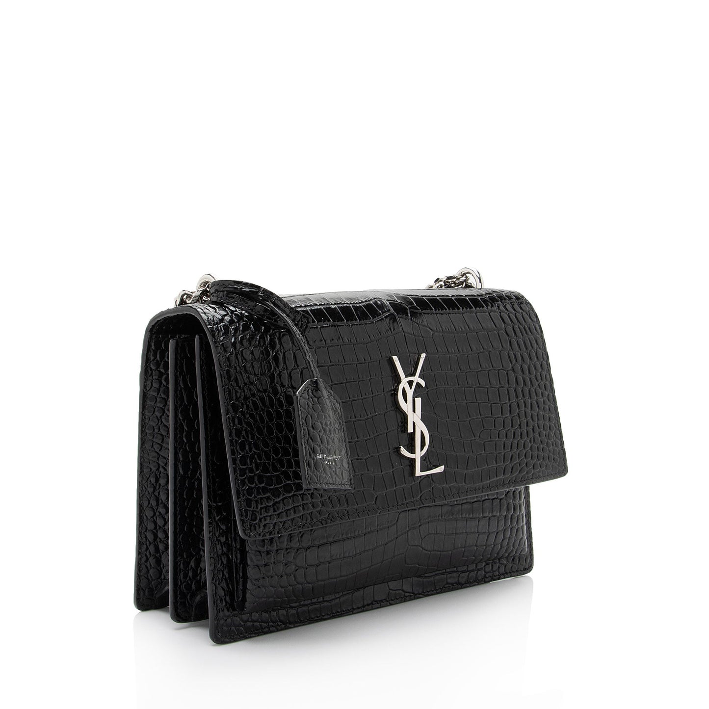 Saint Laurent Croc Embossed Leather Monogram Sunset Medium Shoulder Bag LCdXkt