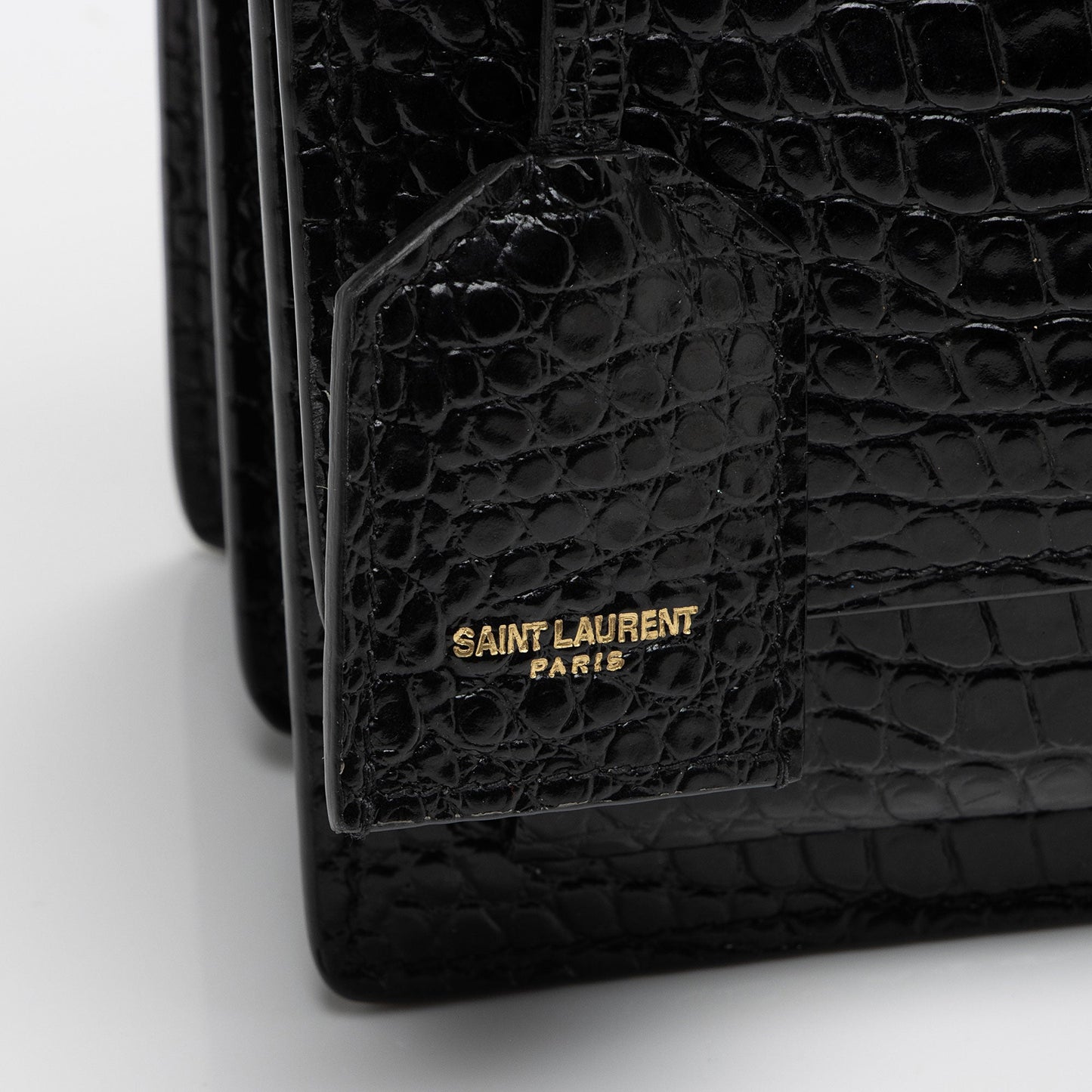 Saint Laurent Croc Embossed Leather Monogram Sunset Medium Shoulder Bag otiVDf