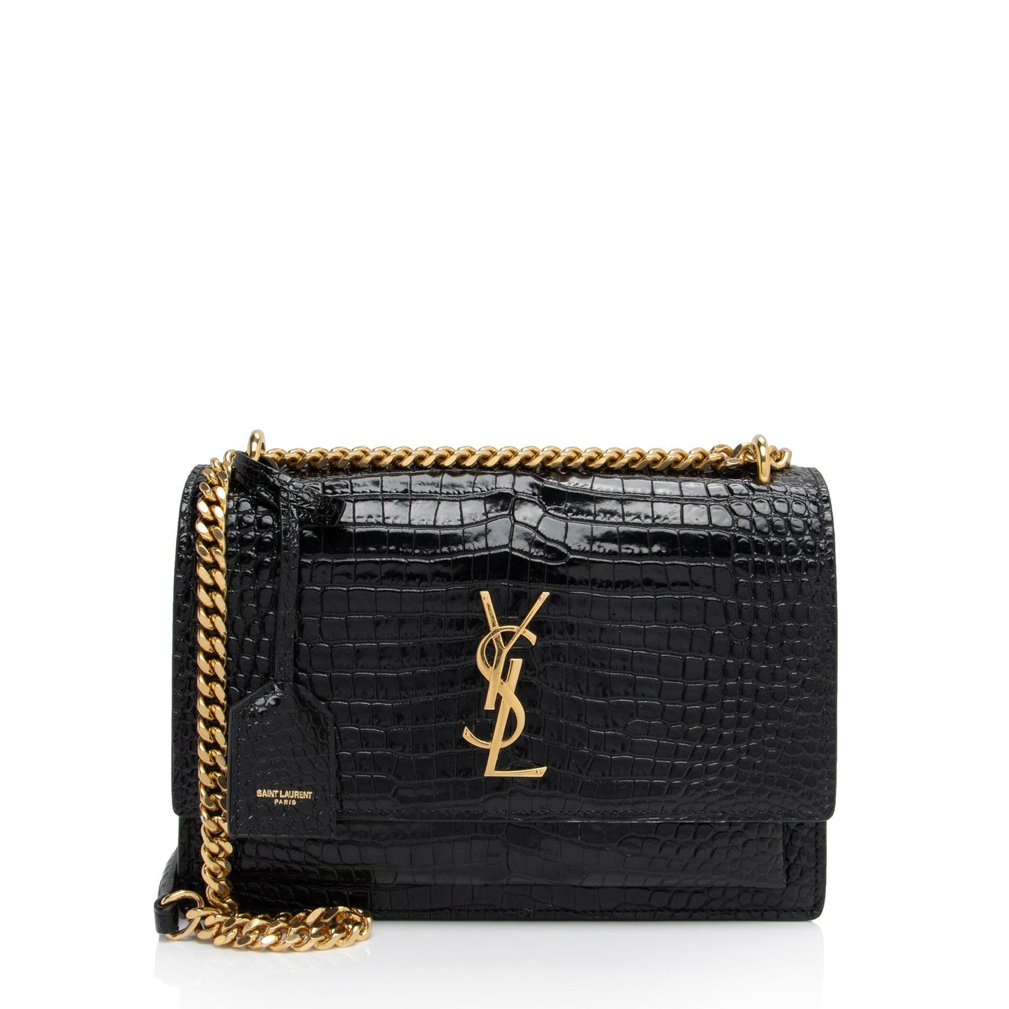 Saint Laurent Croc Embossed Leather Monogram Sunset Medium Shoulder Bag otiVDf