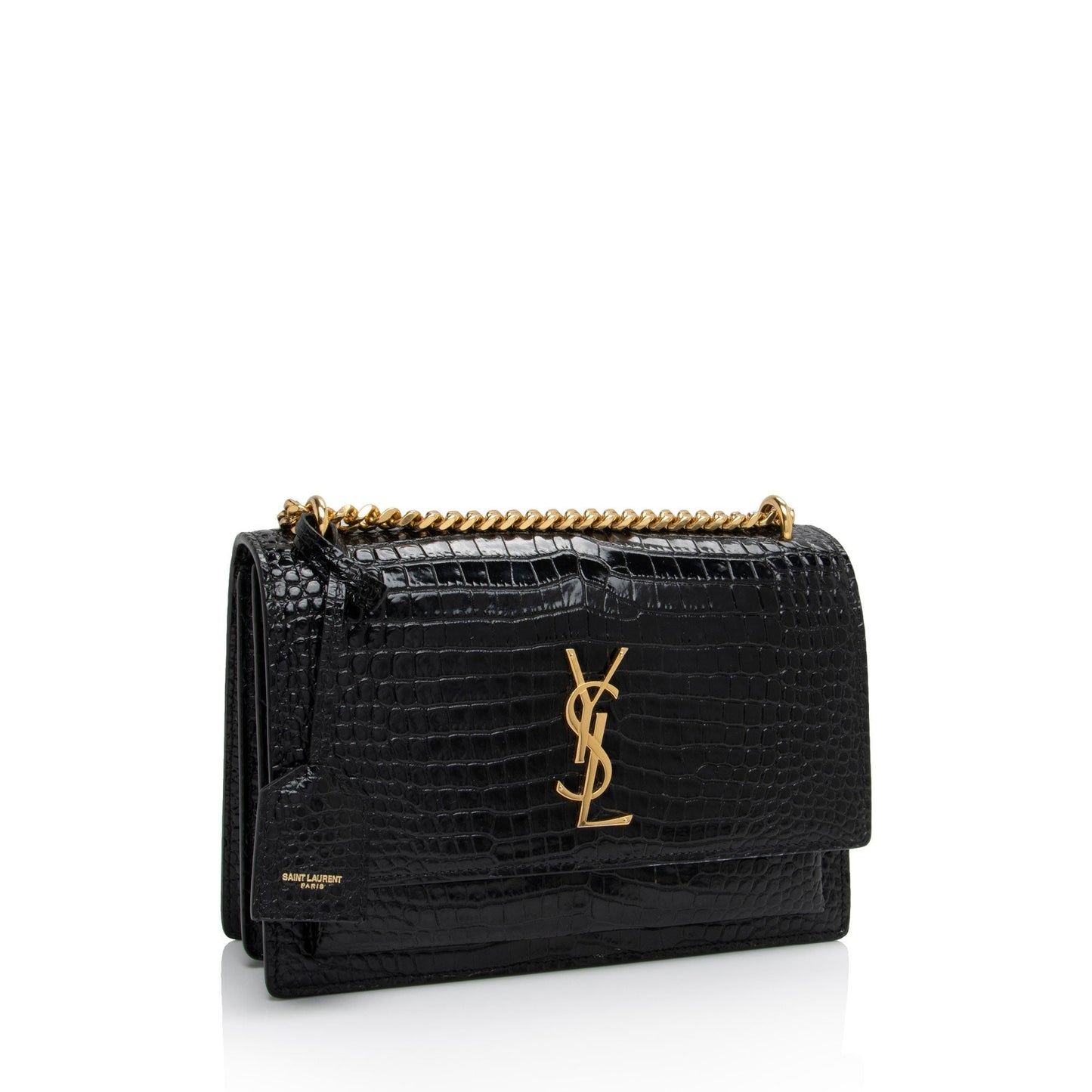 Saint Laurent Croc Embossed Leather Monogram Sunset Medium Shoulder Bag otiVDf