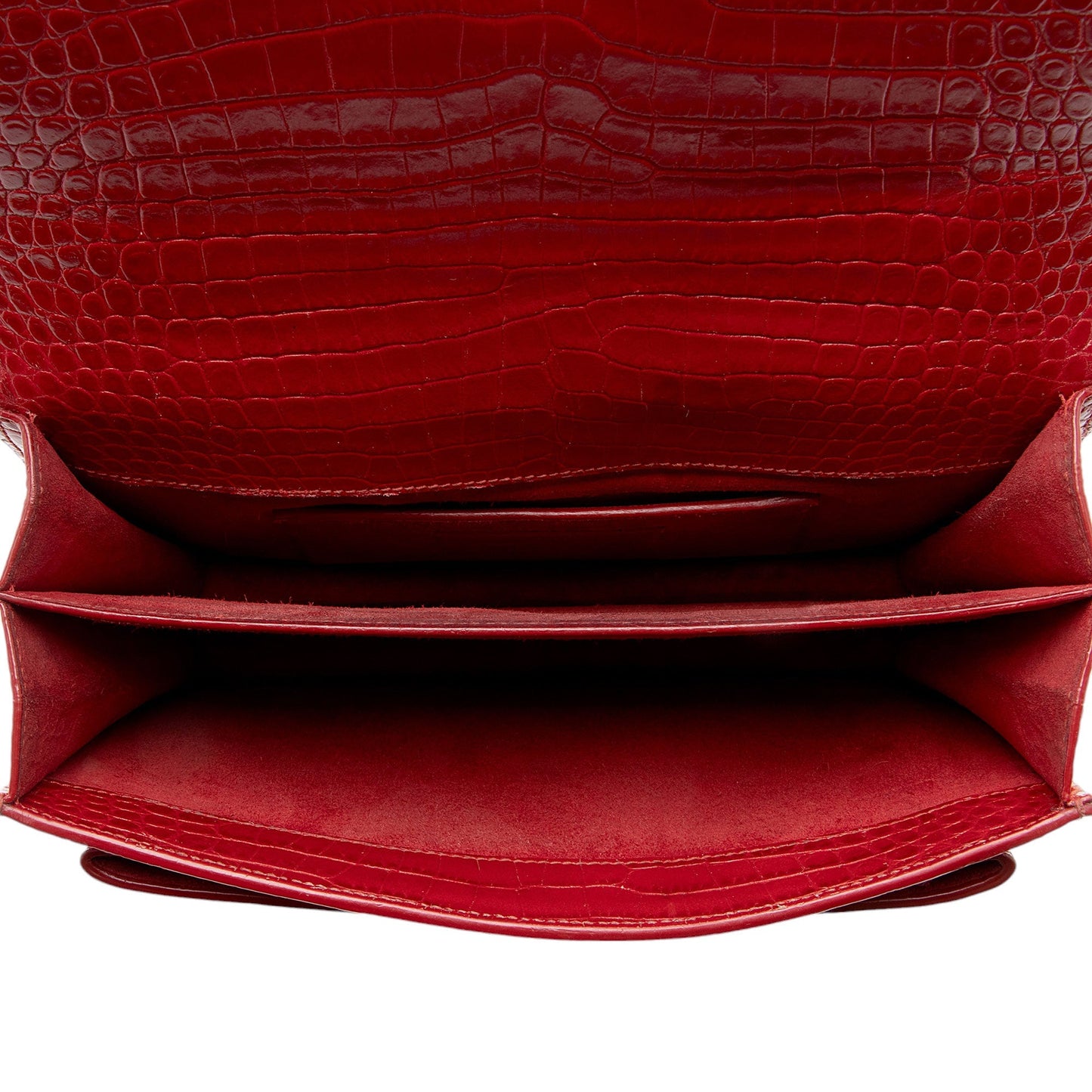 Saint Laurent Croc Embossed Leather Monogram Sunset Medium Shoulder Bag T5kq37
