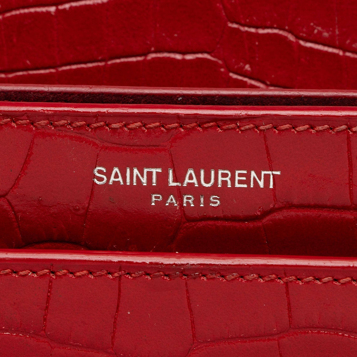 Saint Laurent Croc Embossed Leather Monogram Sunset Medium Shoulder Bag T5kq37