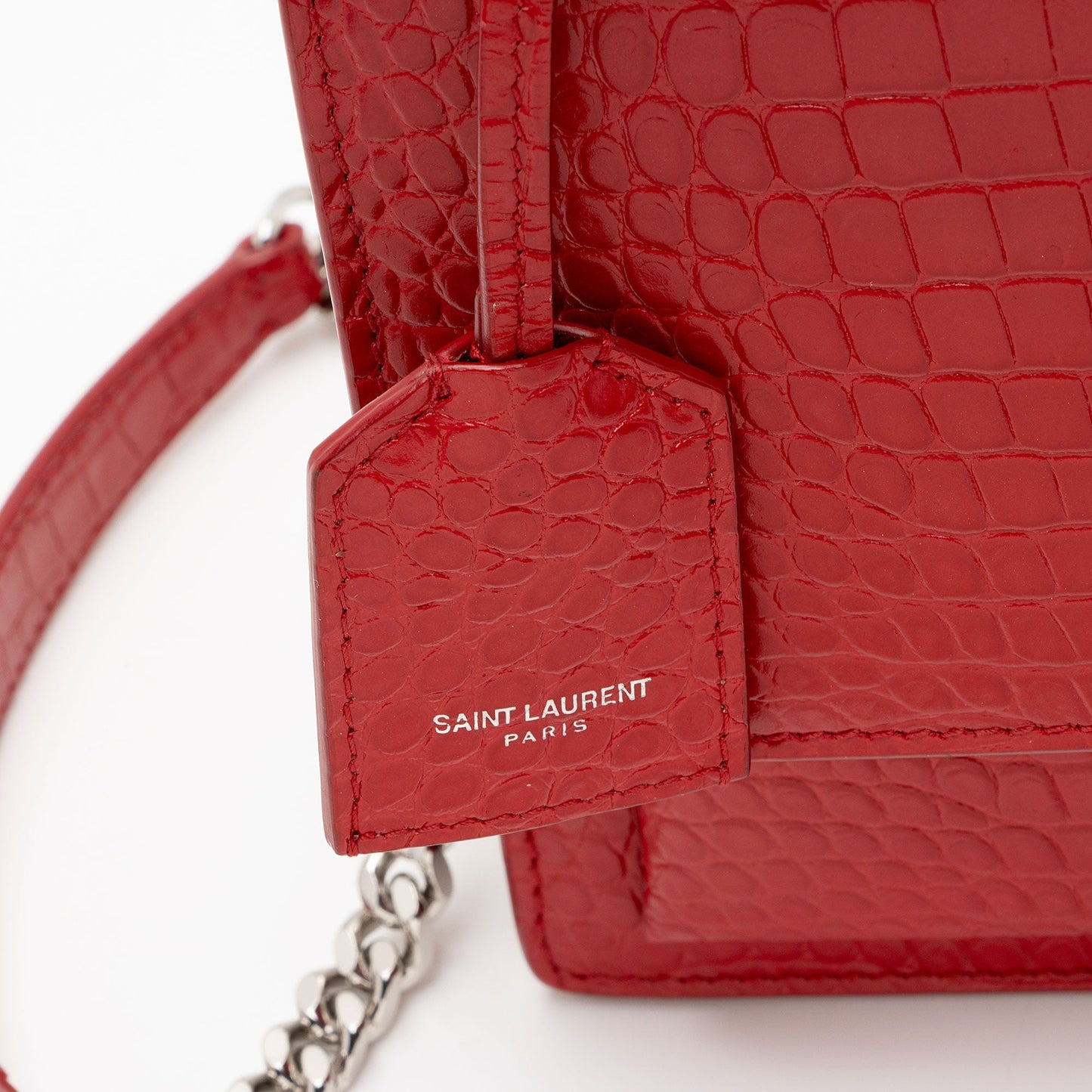 Saint Laurent Croc Embossed Leather Monogram Sunset Medium Shoulder Bag jVwFV7