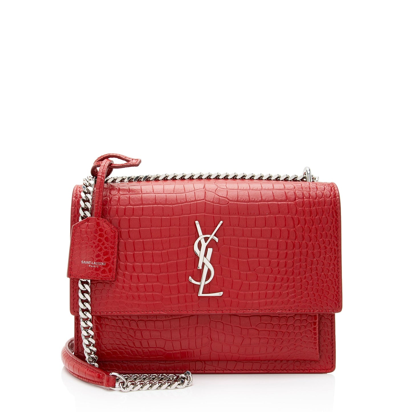 Saint Laurent Croc Embossed Leather Monogram Sunset Medium Shoulder Bag jVwFV7