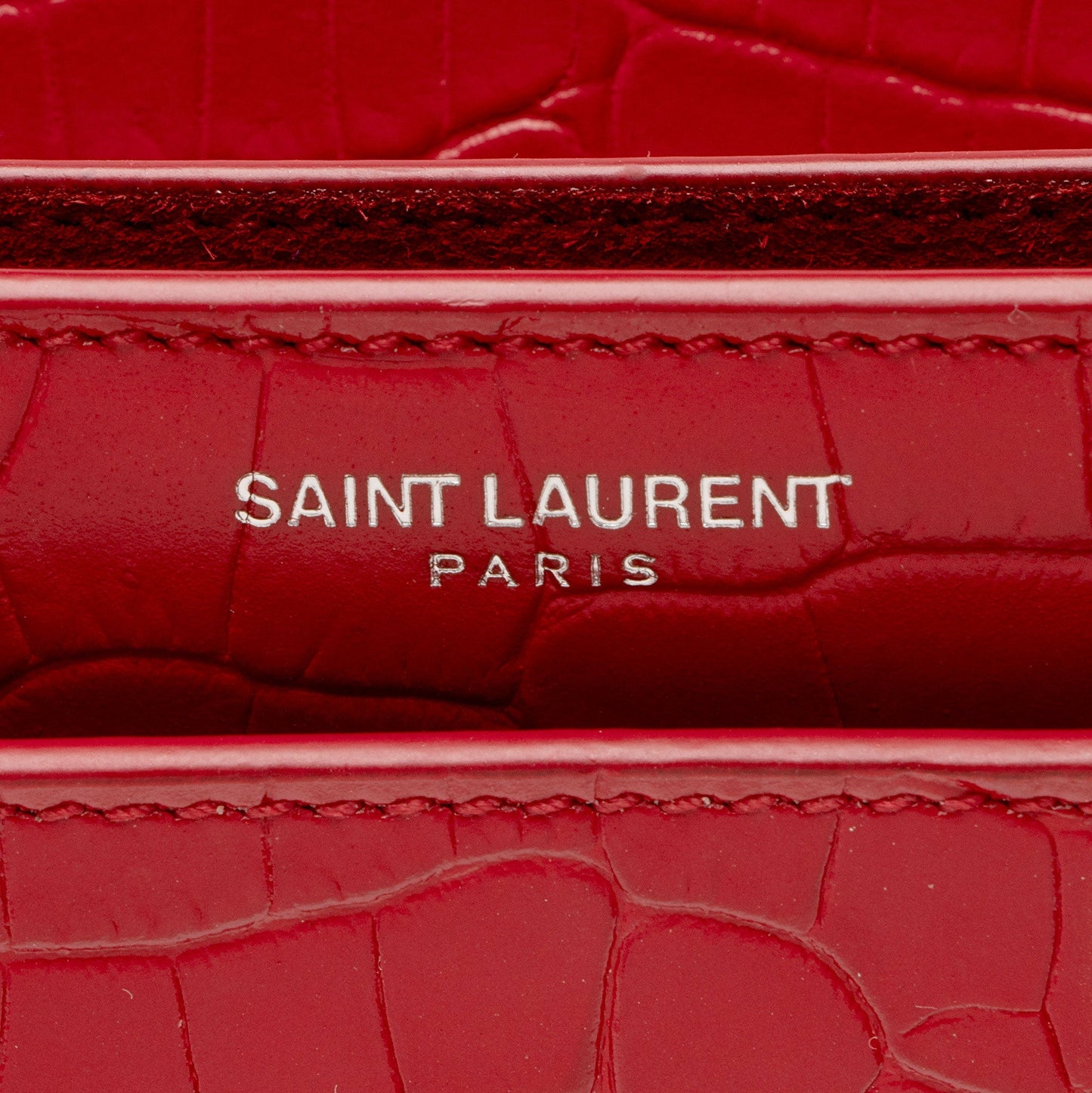 Saint Laurent Croc Embossed Leather Monogram Sunset Medium Shoulder Bag jVwFV7