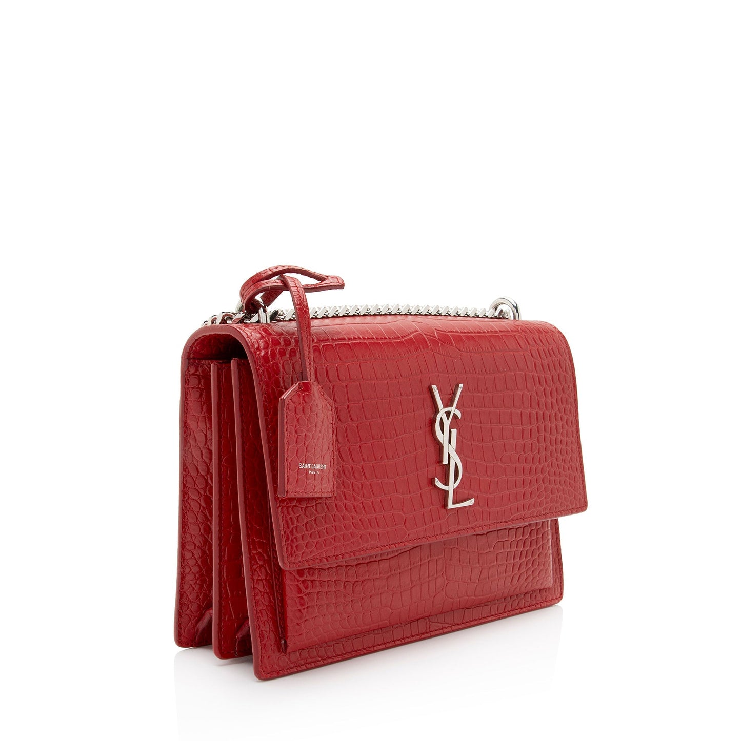 Saint Laurent Croc Embossed Leather Monogram Sunset Medium Shoulder Bag jVwFV7