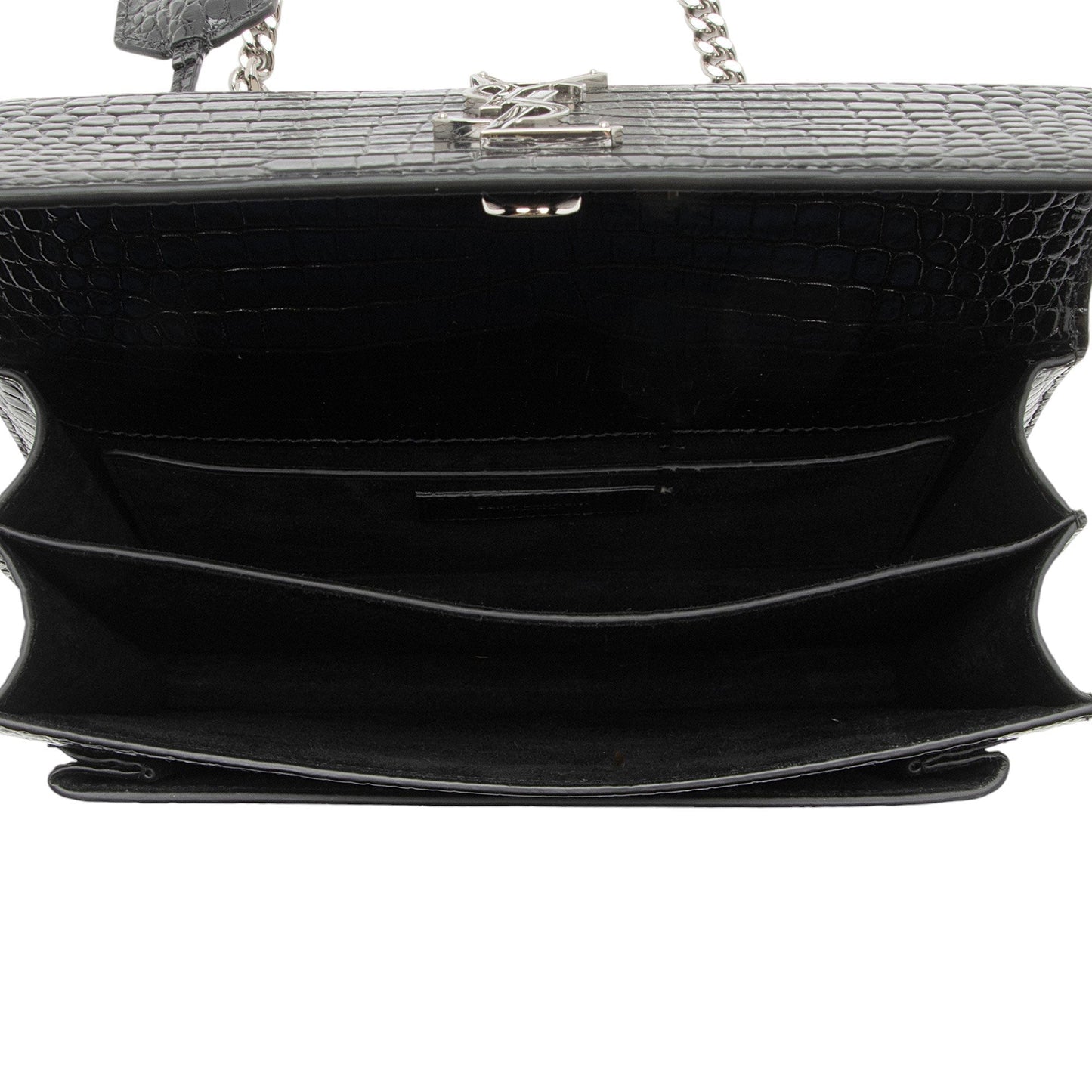 Saint Laurent Croc Embossed Leather Monogram Sunset Medium Shoulder Bag M2o6S1