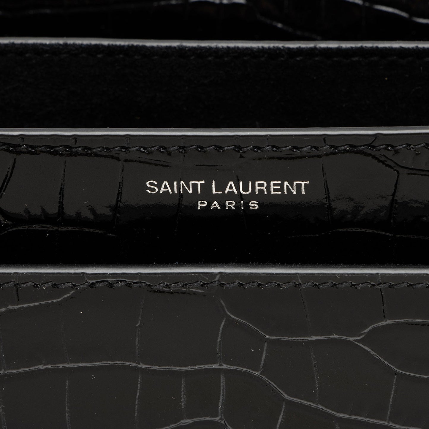 Saint Laurent Croc Embossed Leather Monogram Sunset Medium Shoulder Bag M2o6S1