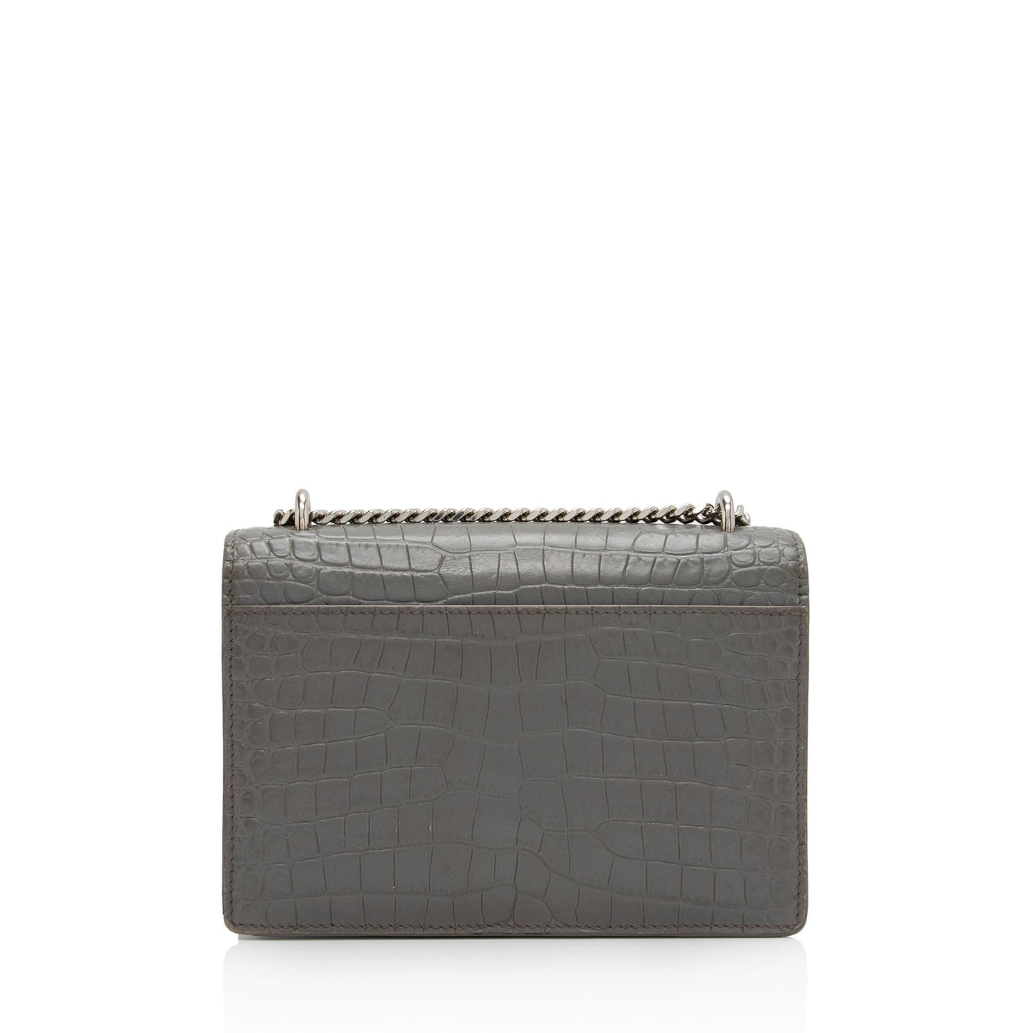 Saint Laurent Croc Embossed Leather Monogram Sunset Mini Wallet on Chain Bag 6eLO28