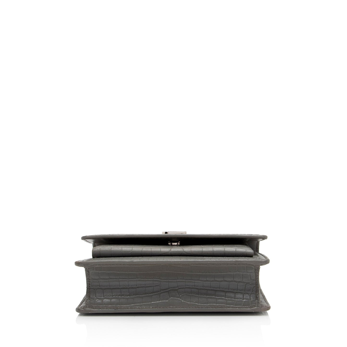 Saint Laurent Croc Embossed Leather Monogram Sunset Mini Wallet on Chain Bag 6eLO28