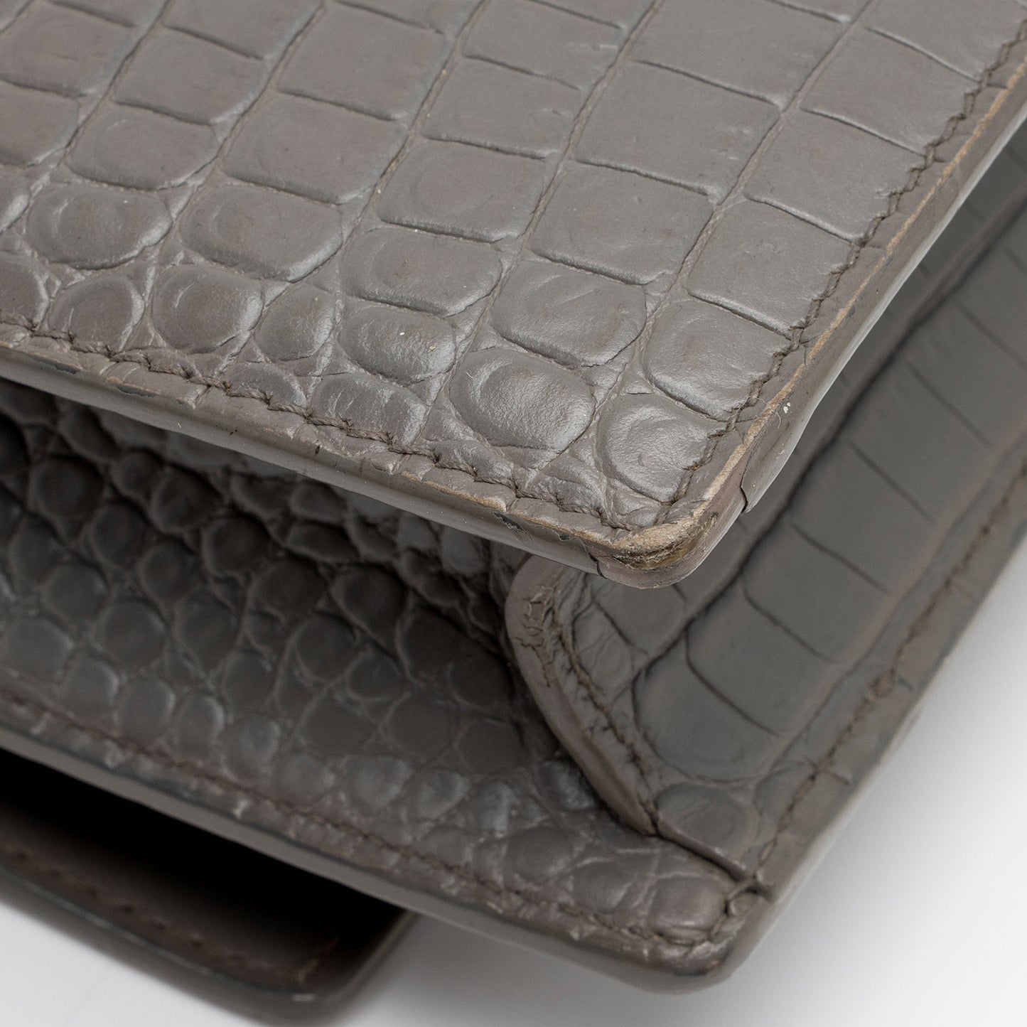 Saint Laurent Croc Embossed Leather Monogram Sunset Mini Wallet on Chain Bag 6eLO28