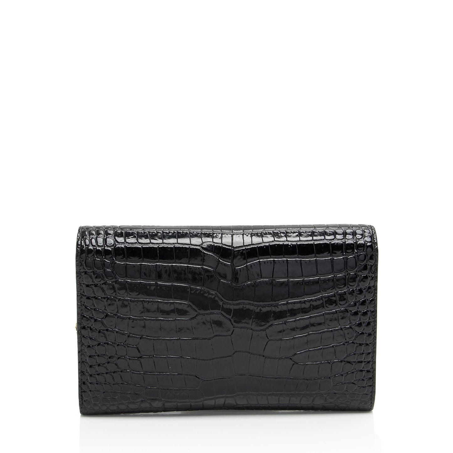 Saint Laurent Croc Embossed Leather Monogram Uptown Chain Wallet wPV9vB