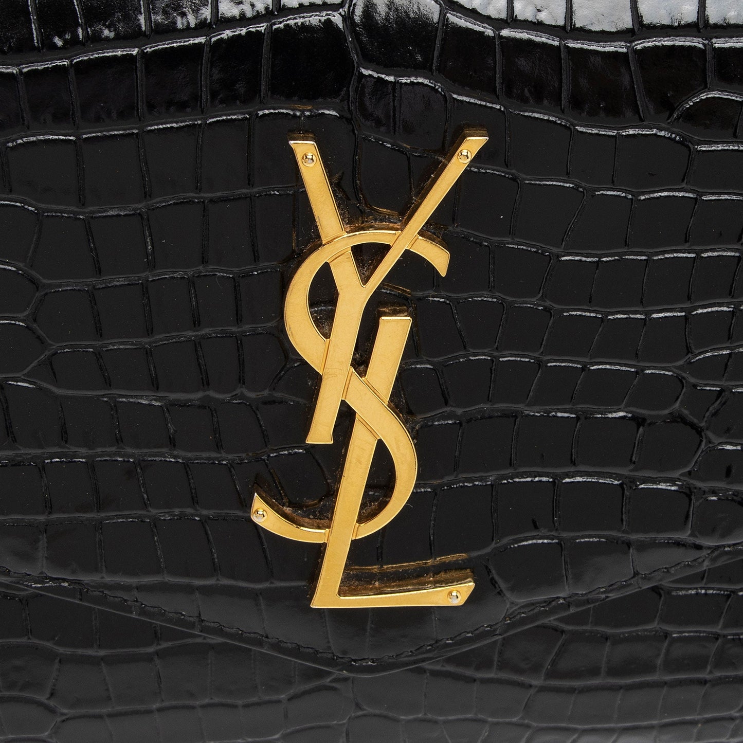 Saint Laurent Croc Embossed Leather Monogram Uptown Chain Wallet wPV9vB