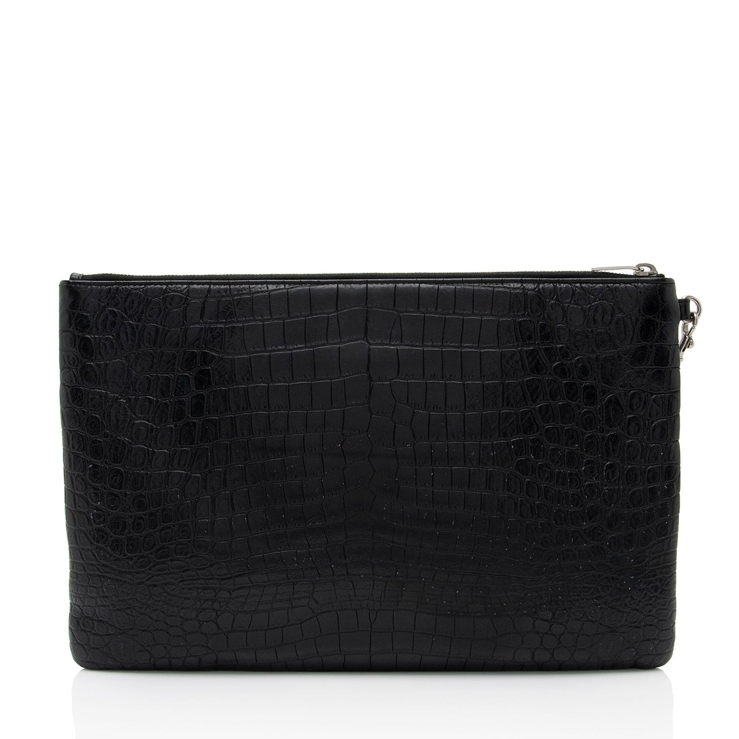 Saint Laurent Croc Embossed Leather Monogram Wristlet y9FaYl