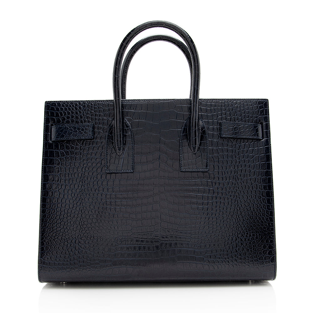 Saint Laurent Croc Embossed Leather Sac De Jour Small Tote 18891