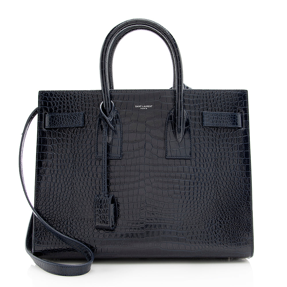 Saint Laurent Croc Embossed Leather Sac De Jour Small Tote 18891