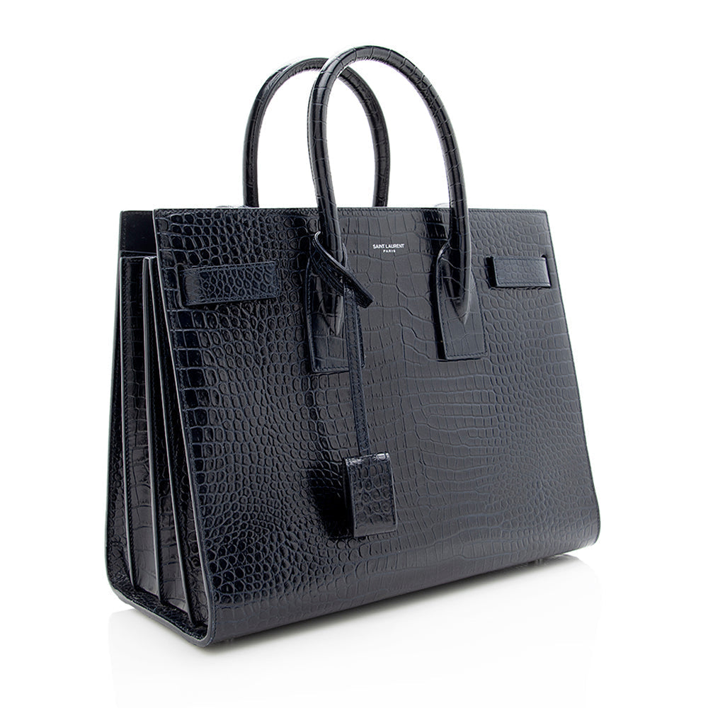 Saint Laurent Croc Embossed Leather Sac De Jour Small Tote 18891