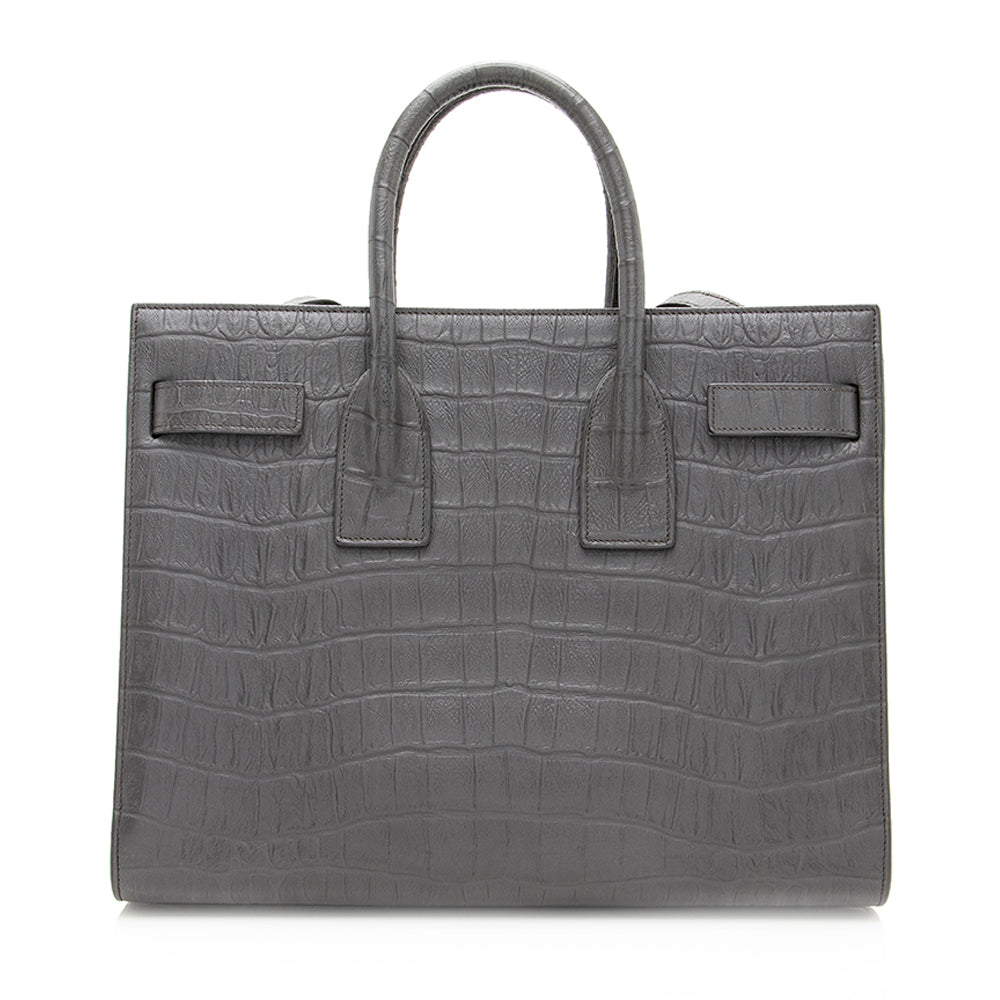 Saint Laurent Croc Embossed Leather Sac De Jour Small Tote 19975