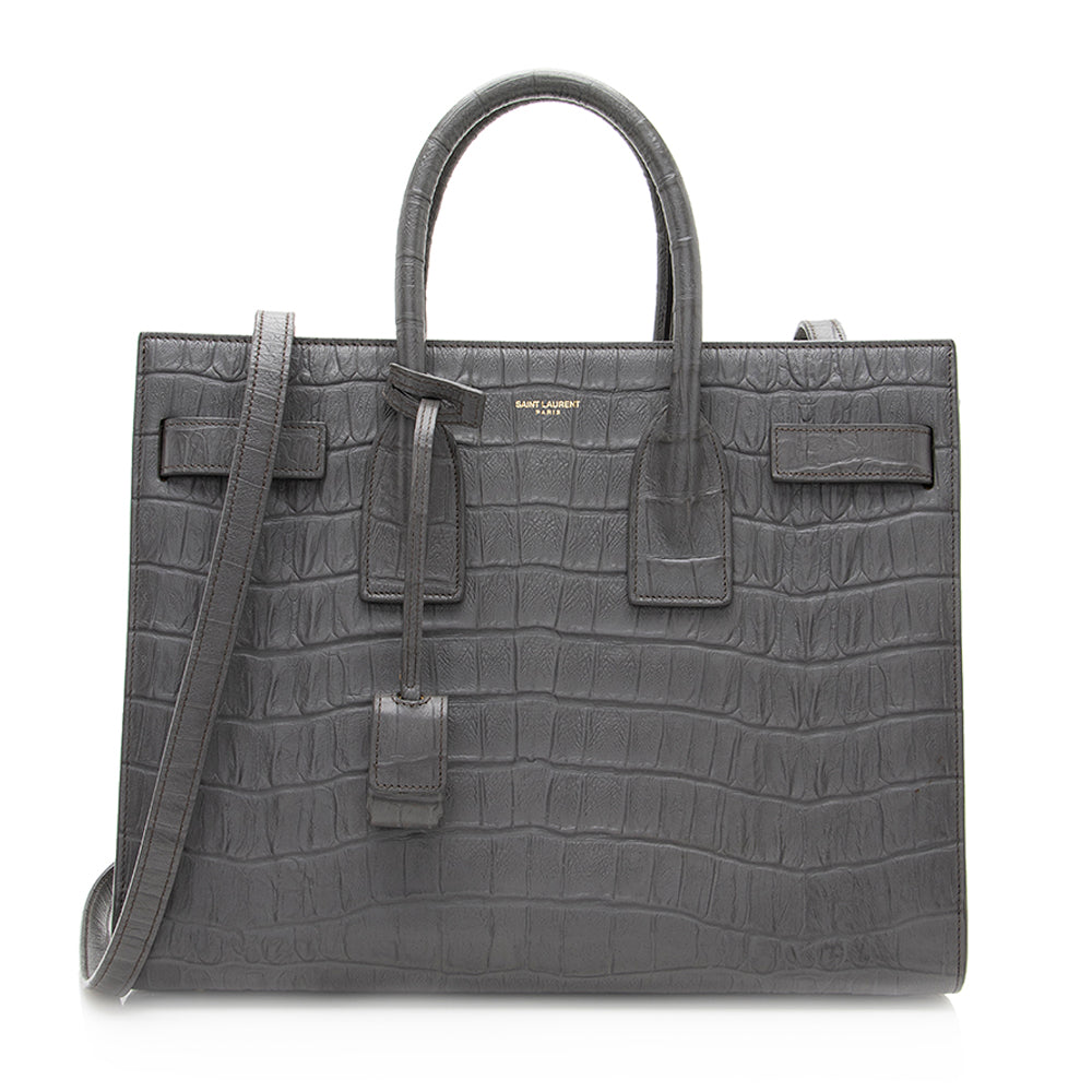Saint Laurent Croc Embossed Leather Sac De Jour Small Tote 19975
