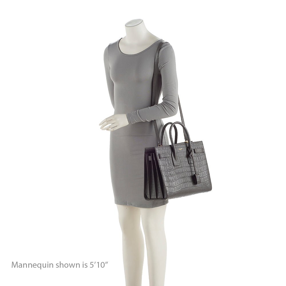 Saint Laurent Croc Embossed Leather Sac De Jour Small Tote 19975
