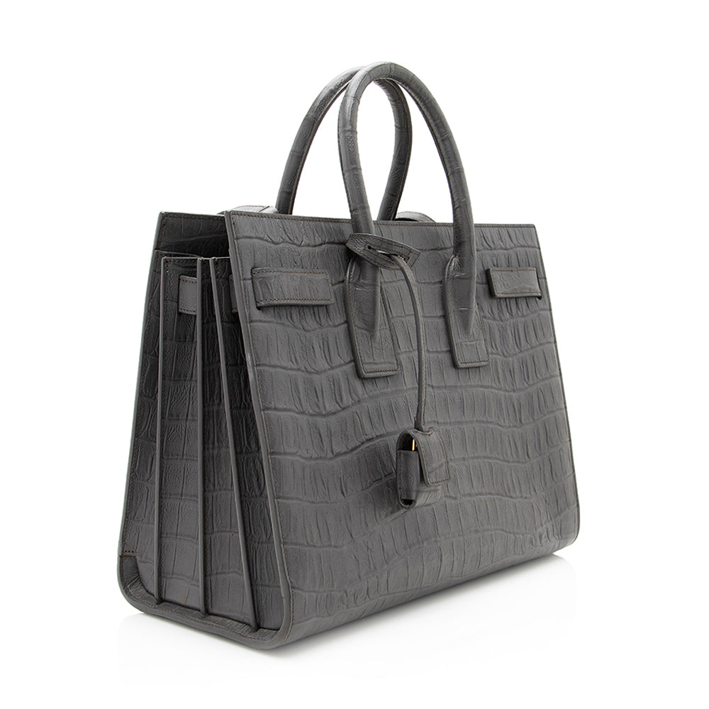 Saint Laurent Croc Embossed Leather Sac De Jour Small Tote 19975