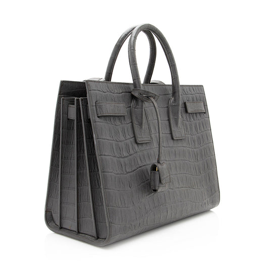 Saint Laurent Croc Embossed Leather Sac De Jour Small Tote 19975