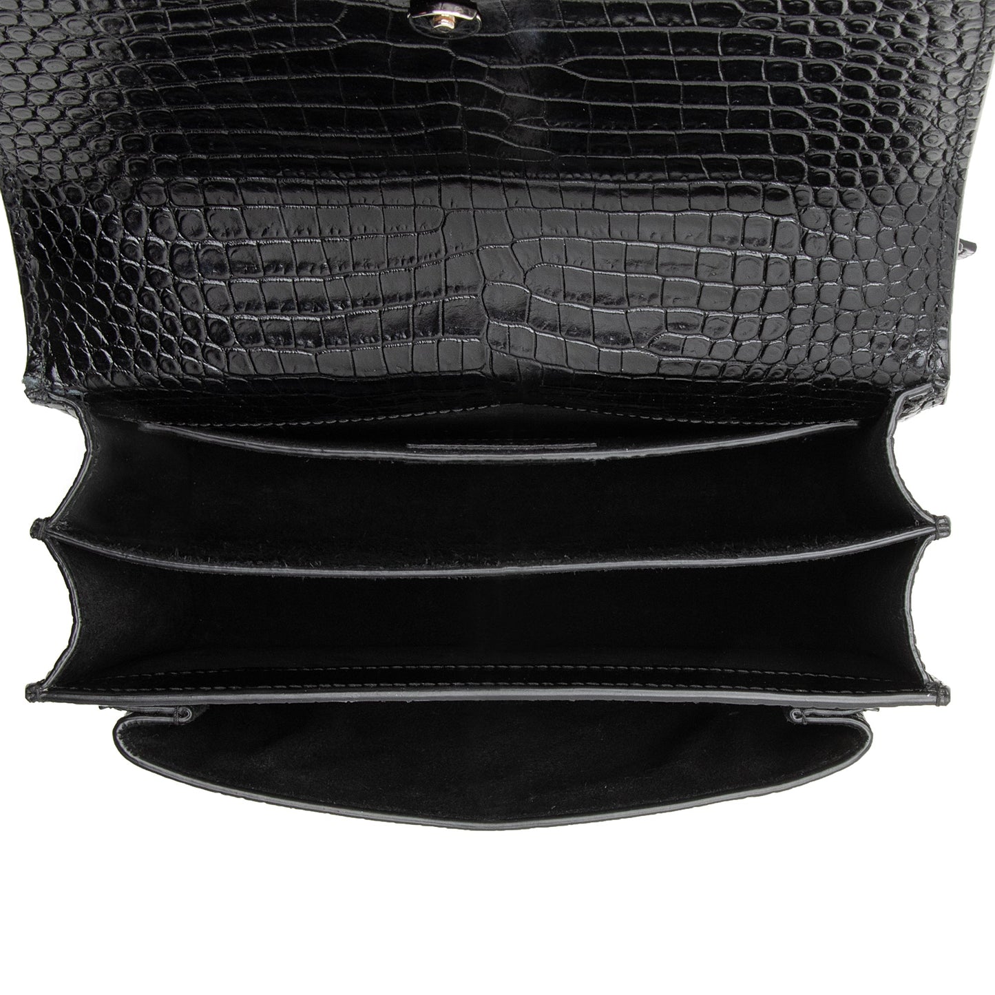 Saint Laurent Croc Embossed Leather Sunset Medium Shoulder Bag 22490
