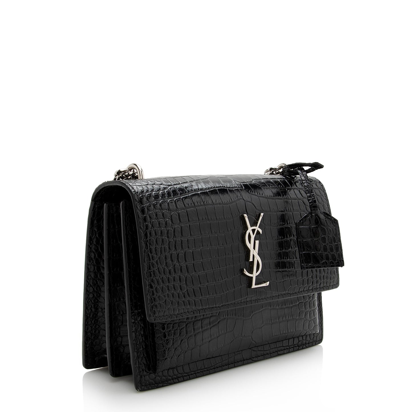 Saint Laurent Croc Embossed Leather Sunset Medium Shoulder Bag 22490