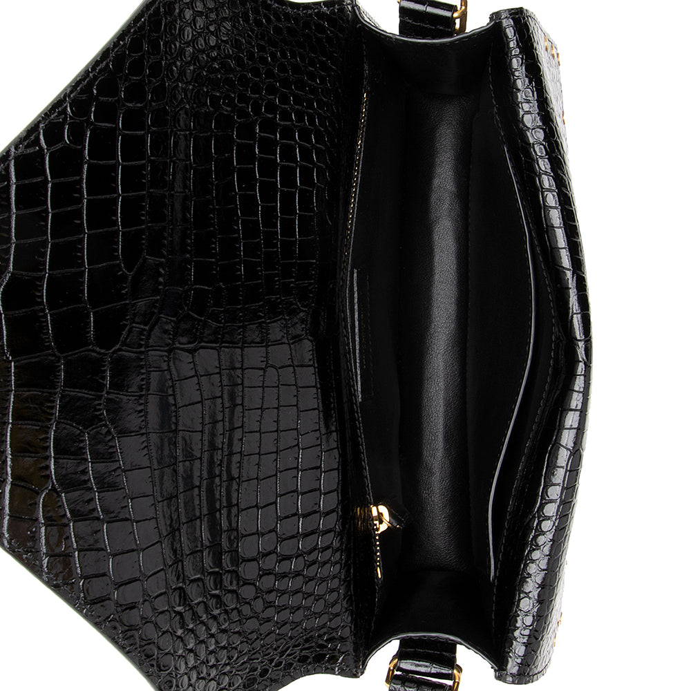 Saint Laurent Croc Embossed Leather Margaux Shoulder Bag 17900